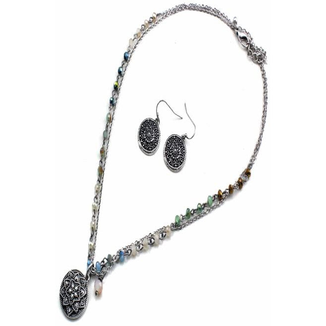 Lotus Flower Beaded Necklace Set - Elegant Boho Jewelry for Women, Handmade Beaded Necklace with Lotus Pendant - Perfect for Yoga, Meditation, Festivals & Boho Fashion