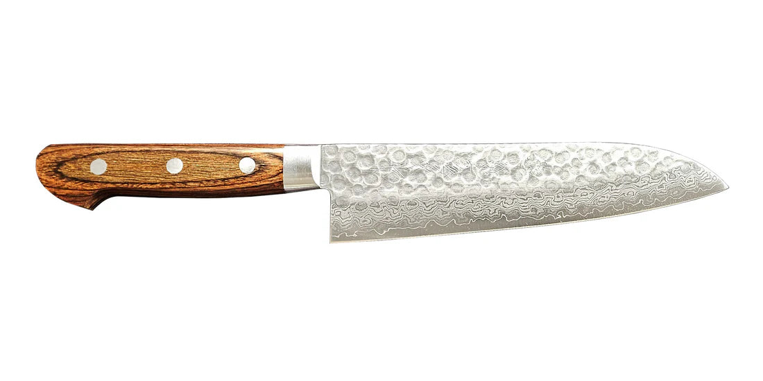 Premium Kikuichi Damascus Santoku Knife 7 Inch - High Carbon Steel Japanese Kitchen Knife for Slicing, Dicing & Mincing - Perfect for Chefs & Home Cooking