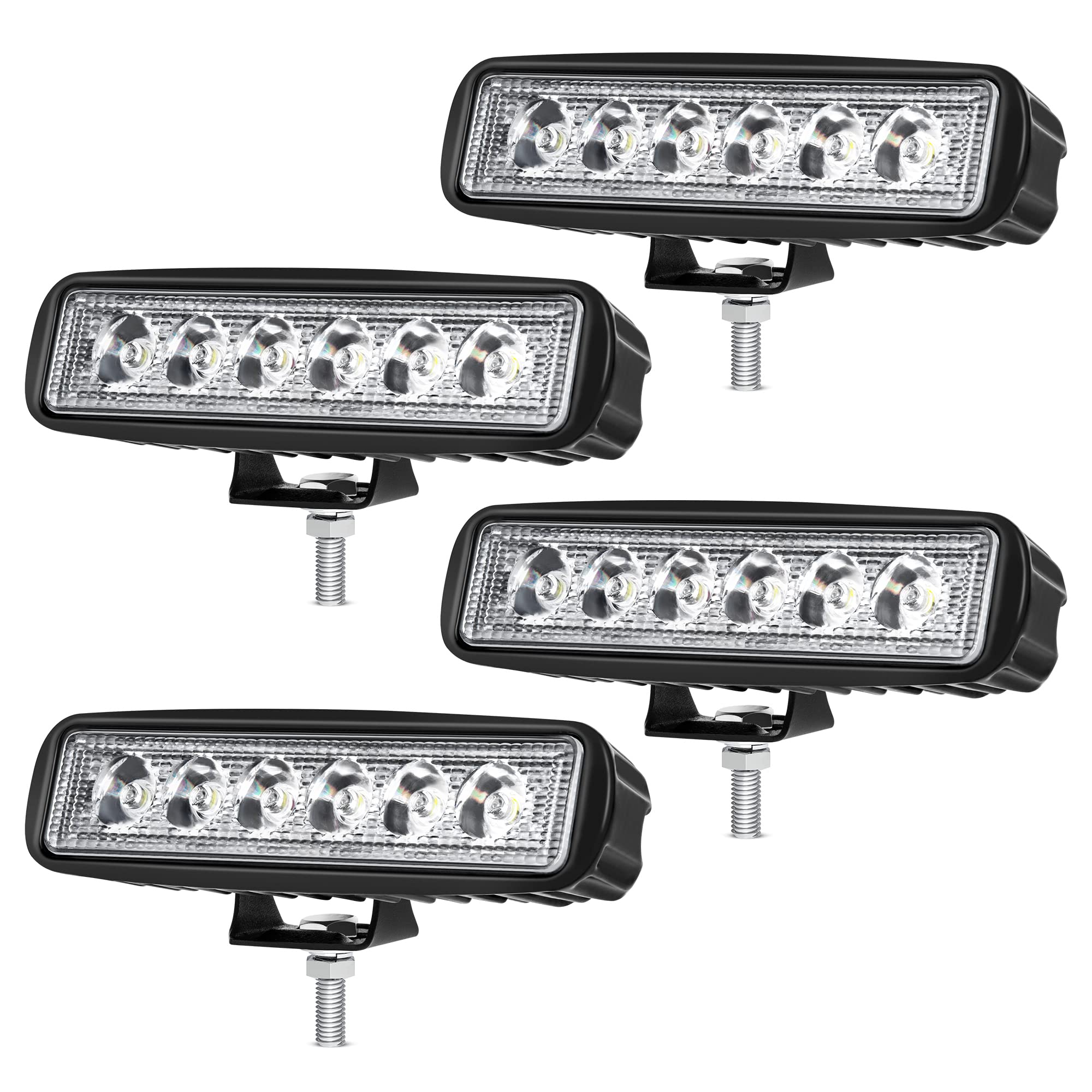 YITAMOTOR 4Pcs 6-Inch 18W LED Light Bar - Spot Work Light Pods for Driving, Fog & Offroad Use - Waterproof 12V/24V ATV, SUV, Pickup Trucks & Boats - 2 Year Warranty - Perfect for Night Driving, Off-Road Adventures & Marine Applications