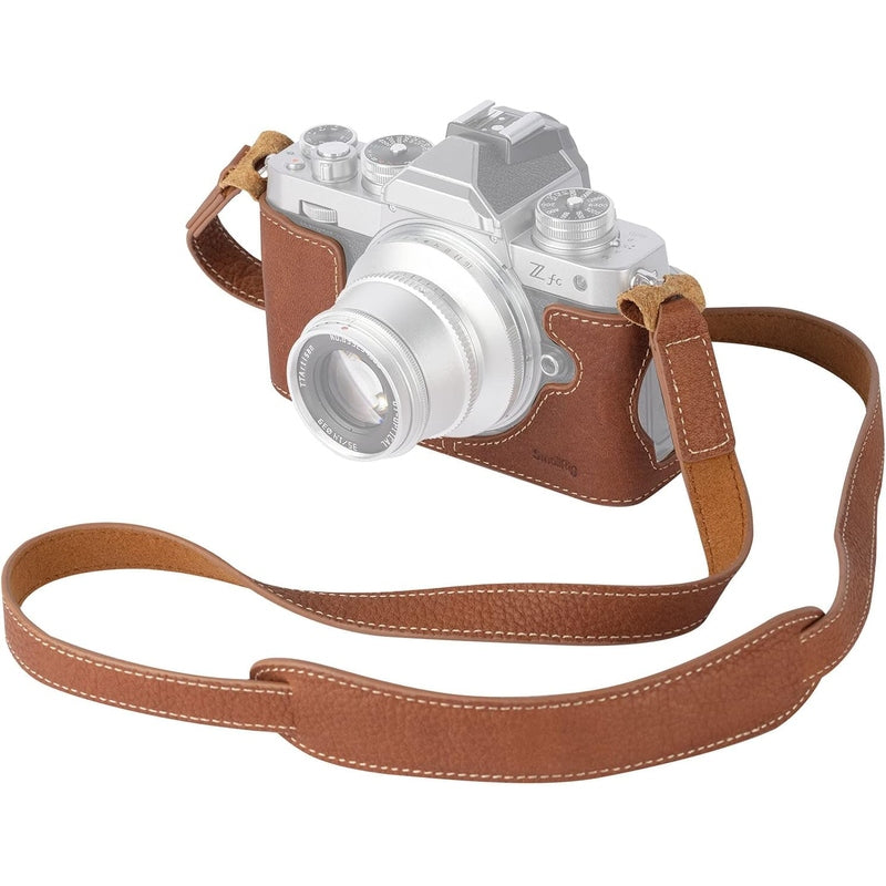 Premium Genuine Leather Half Case for Nikon Zfc Camera - Protective Cover with Grip - Perfect for Travel, Street Photography & Everyday Use