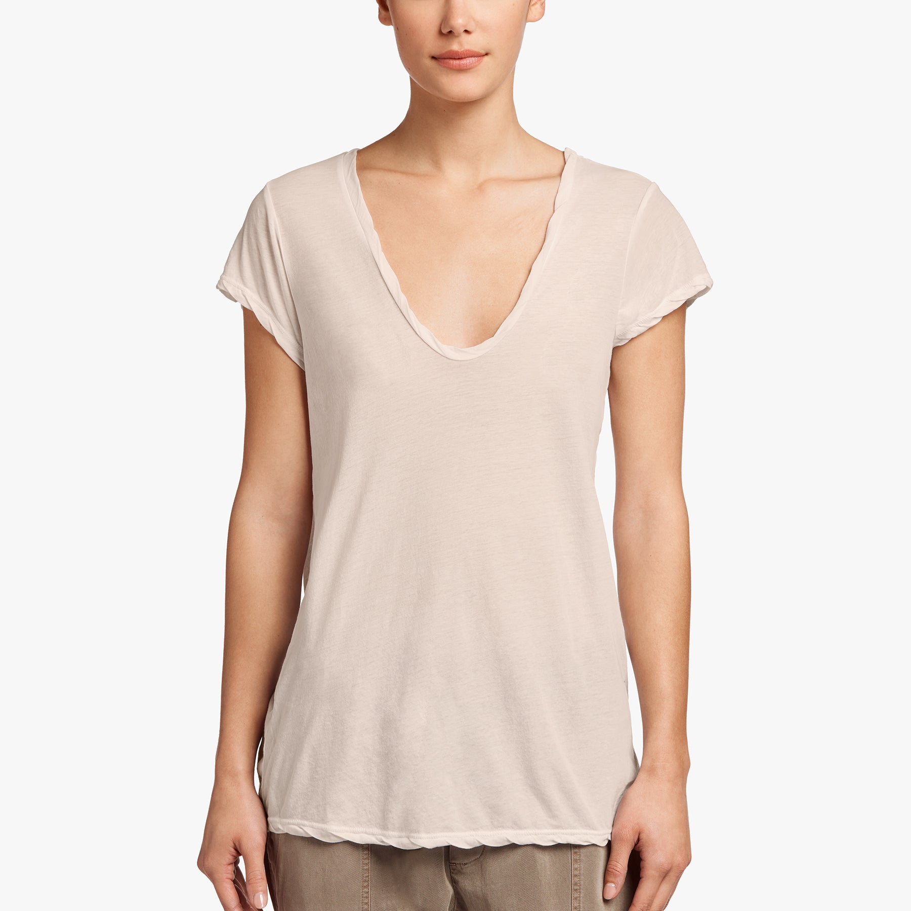 Premium High Gauge Deep V Neck T-Shirt for Women - Soft Cotton Slim Fit Tee - Casual & Sexy Everyday Wear for Date Night, Club Outings or Layering
