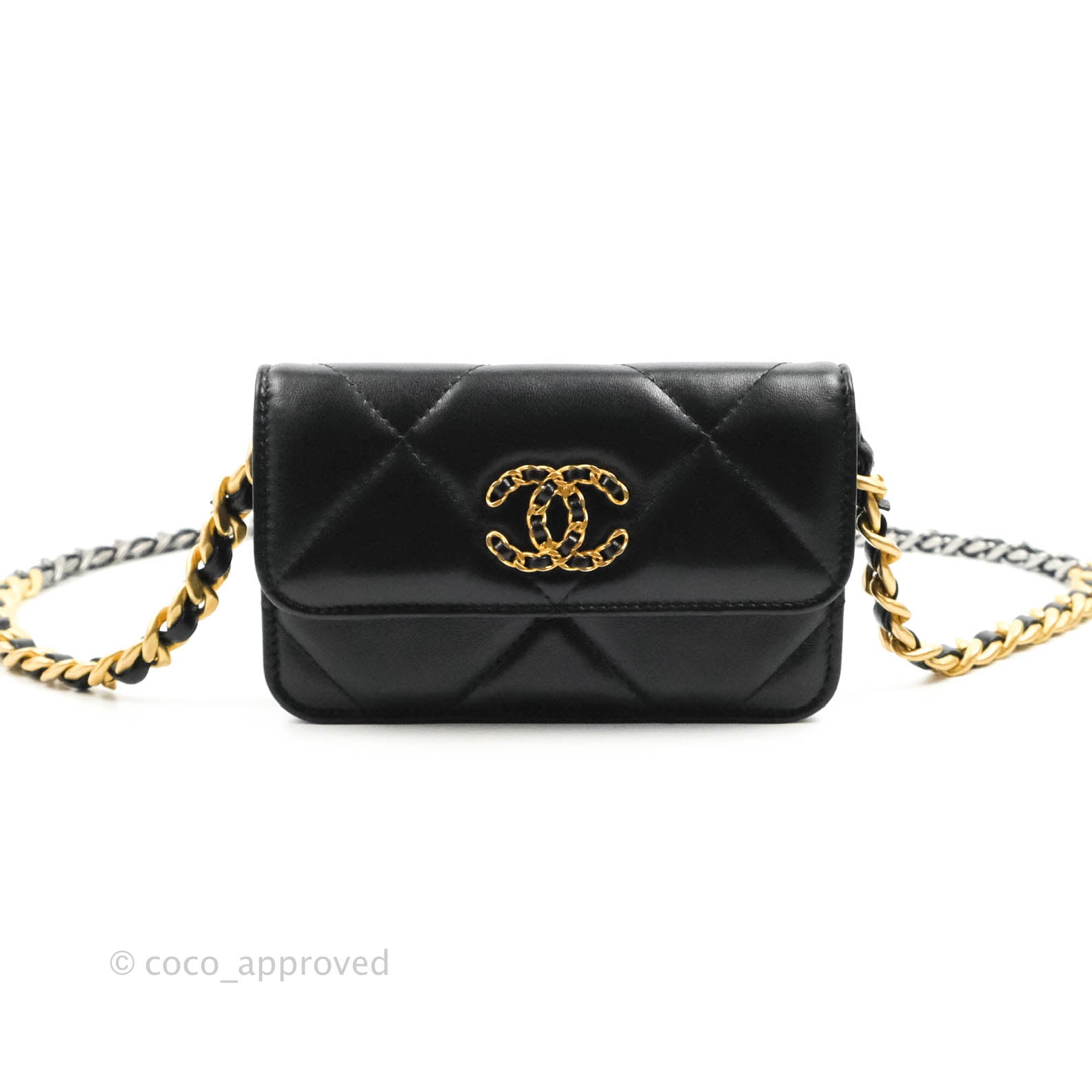 Chanel 19 Mini Clutch with Chain - Black Lambskin Leather Crossbody Bag with Mixed Hardware for Women | Perfect for Evening Parties, Date Nights & Special Occasions