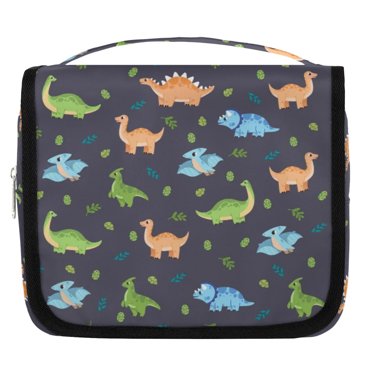 Dinosaur Hanging Travel Toiletry Bag with Hook - Waterproof Cosmetic Organizer for Men & Boys - Cute Cartoon Dino Makeup Case for Toiletries & Accessories - Perfect for Camping, Gym, Travel & Daily Use
