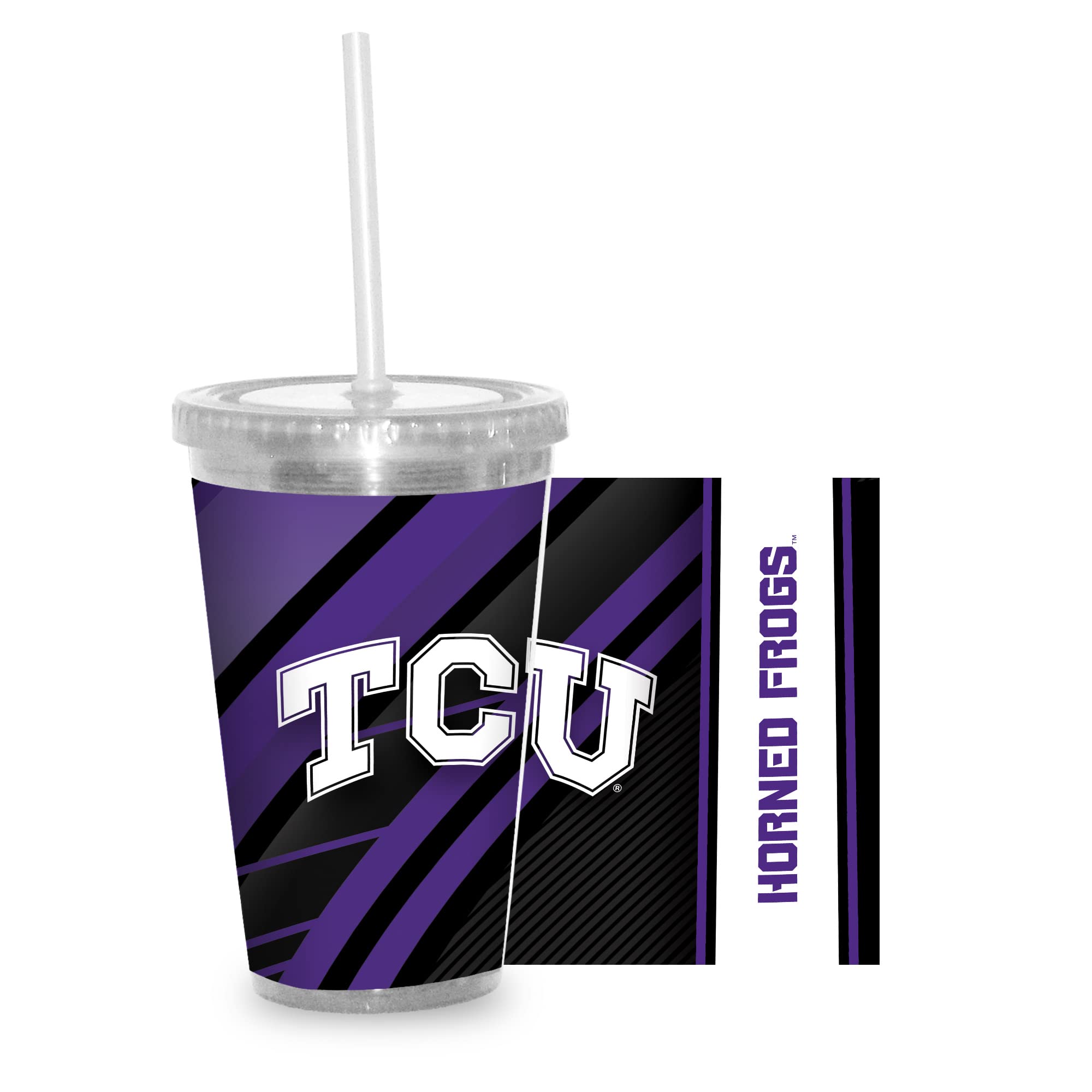 NCAA Team Color 16oz Insulated Tumbler with Straw - Double Wall Vacuum Stainless Steel Travel Mug - Keeps Drinks Cold 24Hrs/Hot 12Hrs - Perfect for Game Day, Office Commute & Outdoor Activities