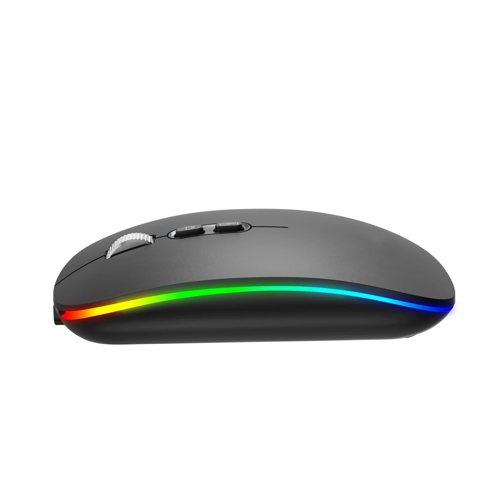 Heayzoki RGB Gaming Mouse - Ultra Thin Wireless Bluetooth & 2.4G Dual Mode Mouse with Adjustable DPI, Rechargeable Battery for PC/Laptop - Perfect for Gaming, Office Work & Home Use (Stylish RGB Lighting)