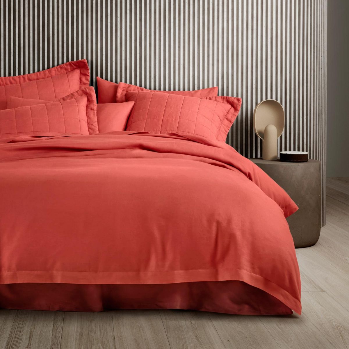 Sheridan Abbotson Washed Red Linen Quilt Cover Set - King Size Bedding for Cozy Bedroom Decor & Luxury Hotel Style