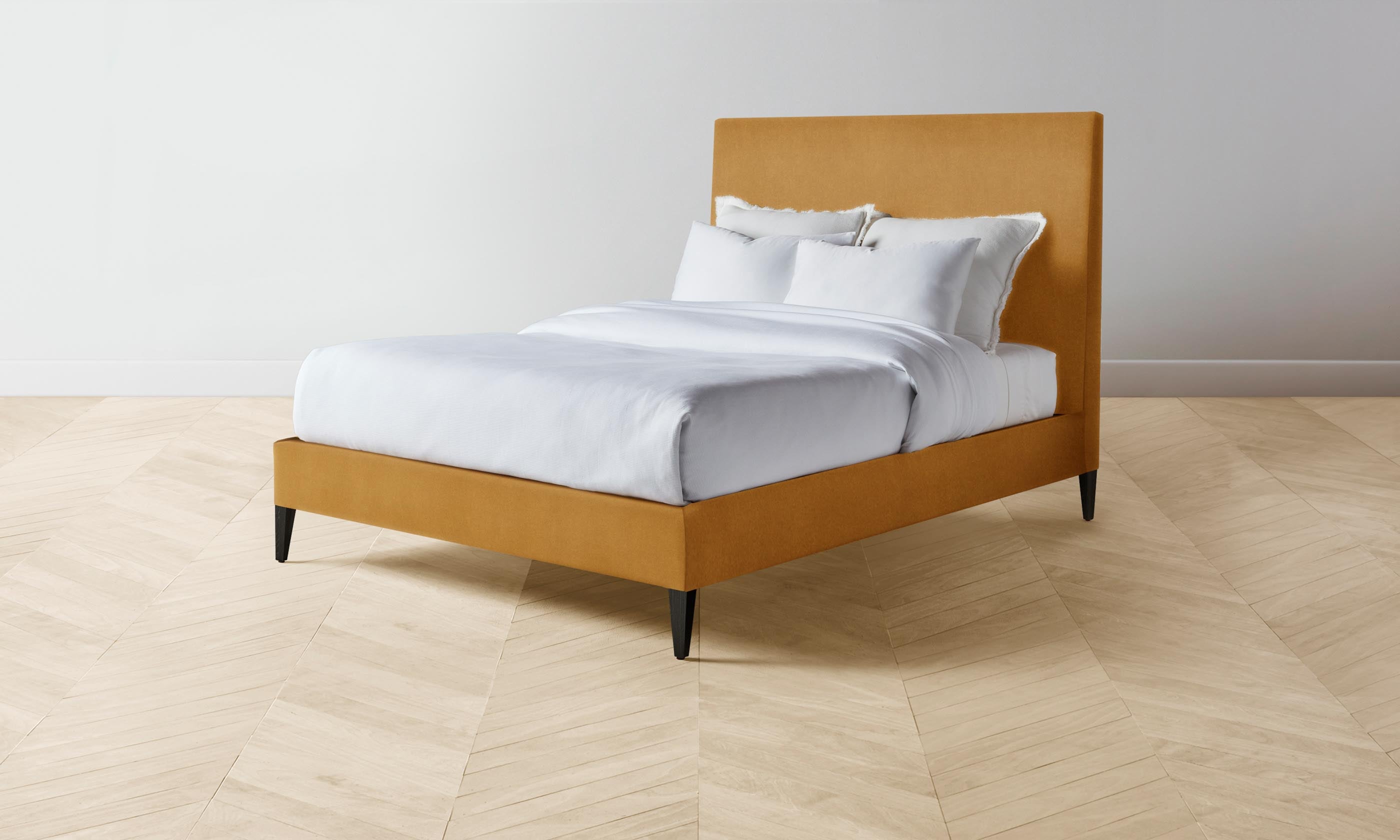 Essex Bed Frame with Mohair Upholstery in Amber - Perfect for Modern Bedrooms & Cozy Home Decor