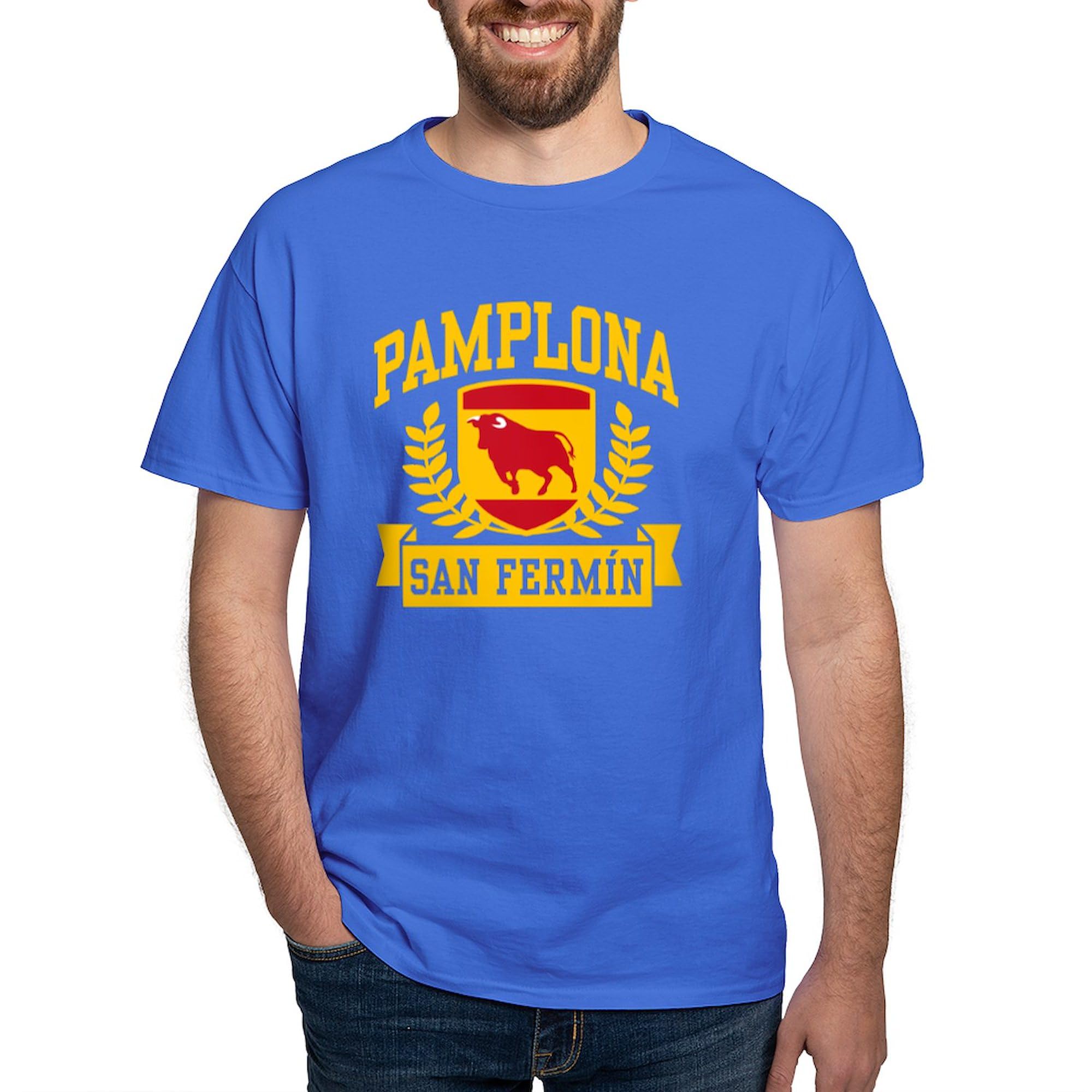 Pamplona San Fermin Dark T-Shirt for Men - 100% Cotton Classic Graphic Tee | Perfect for Bull Run Festivals, Spanish Themed Parties & Casual Wear