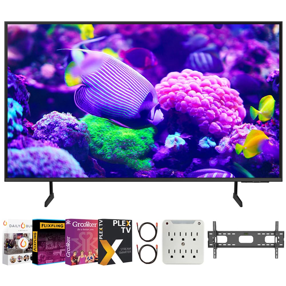 SAMSUNG DU7200 43 Inch Crystal 4K UHD Smart TV with Streaming, Wall Mount & Accessories Bundle - 2024 Model for Home Theater, Gaming & Entertainment
