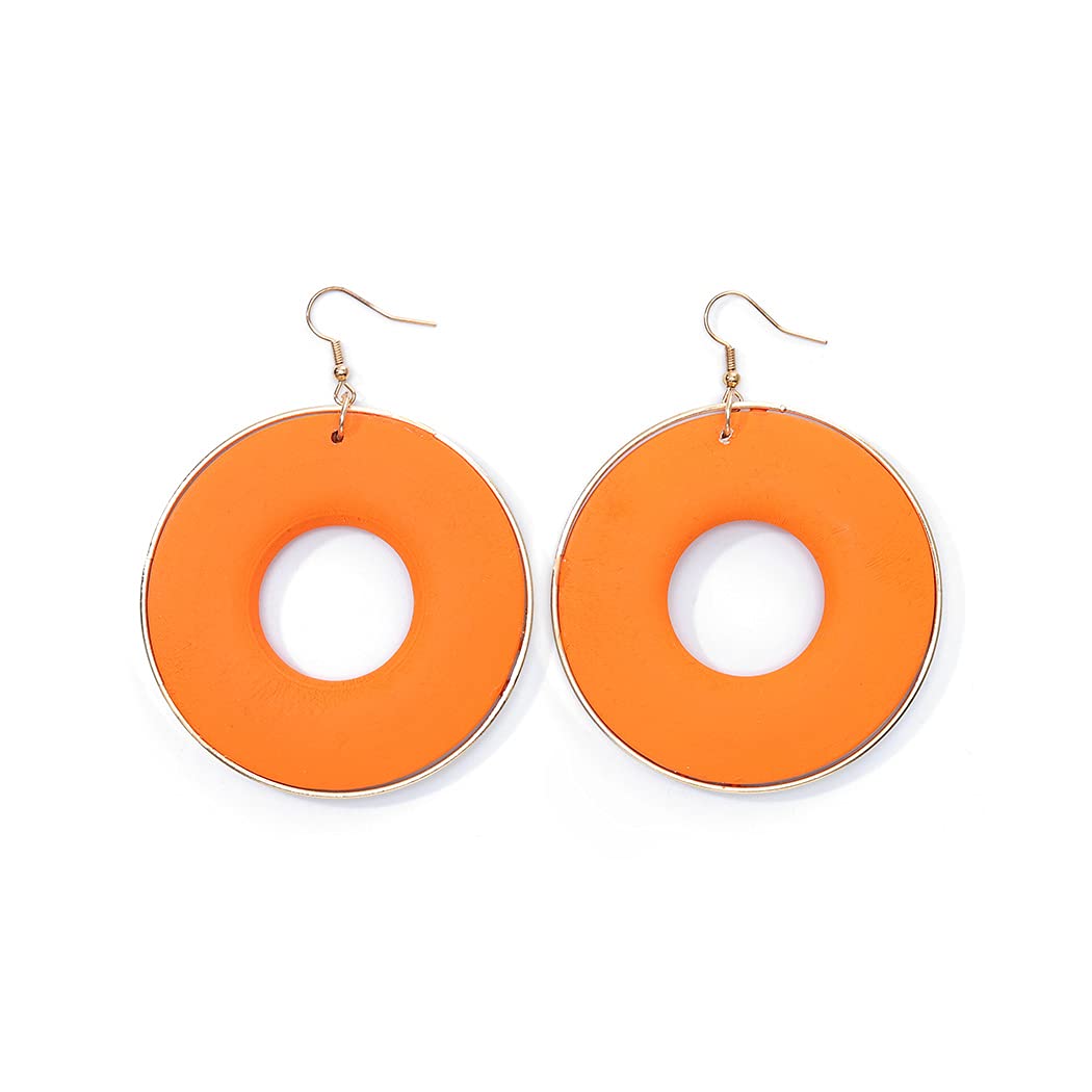 Deladola Wooden African Ethnic Style Statement Dangle Earrings - Round Retro Hollow Lightweight Drop Earrings for Women & Girls (1 Pair) - Perfect for Boho Fashion, Cultural Events & Everyday Wear