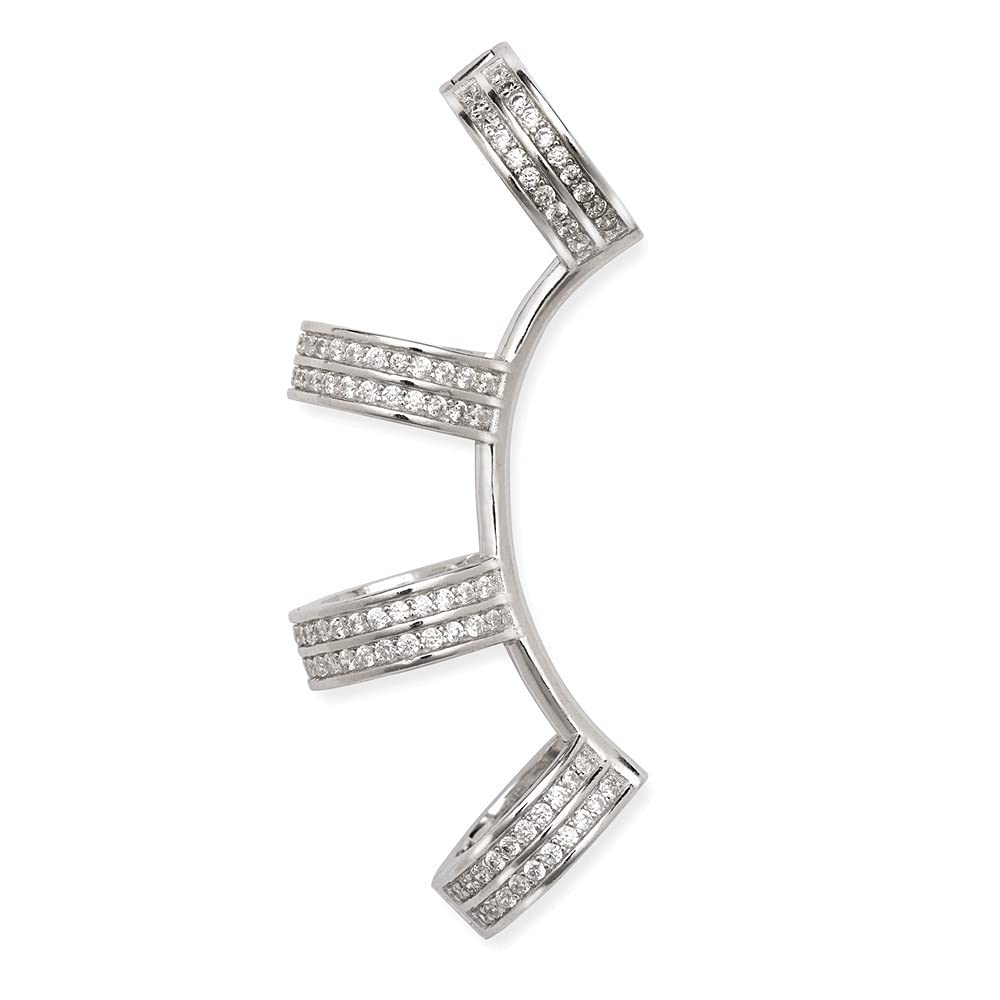 925 Sterling Silver Double Row Hoop Earrings with Clear CZ Stones - Elegant 4 Hoop Climber Design for Women, Perfect for Parties, Weddings & Everyday Wear