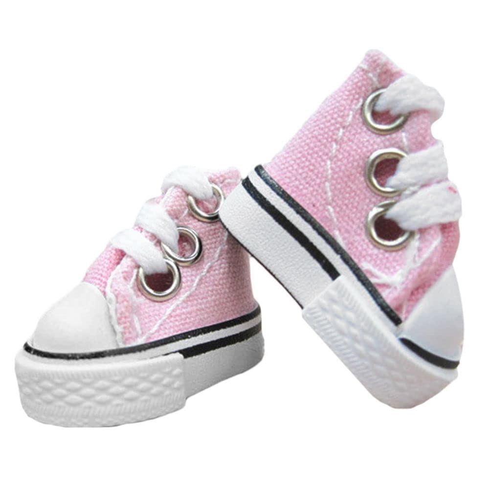 BJD Doll Fashion Sneakers - 3.5CM Casual Canvas Shoes & Boots Accessories for Dolls (Pink) | Perfect for Doll Photography, Cosplay & Collectible Display