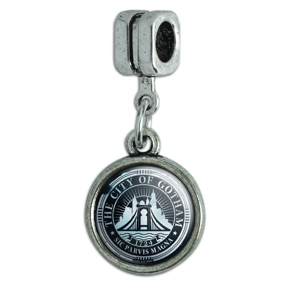 The Batman Gotham City Seal Italian European Style Charm Bead Bracelet - Perfect for Cosplay, Comic Con & Superhero Fashion Accessories