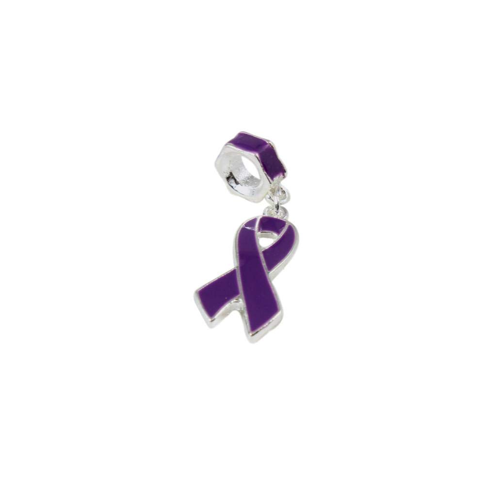 Purple Ribbon Dangle Charm for Pandora Style Bracelets - Elegant Jewelry Gift for Women, Girls, Birthday, Anniversary (Perfect for DIY Beading & Stackable Bracelet Designs)