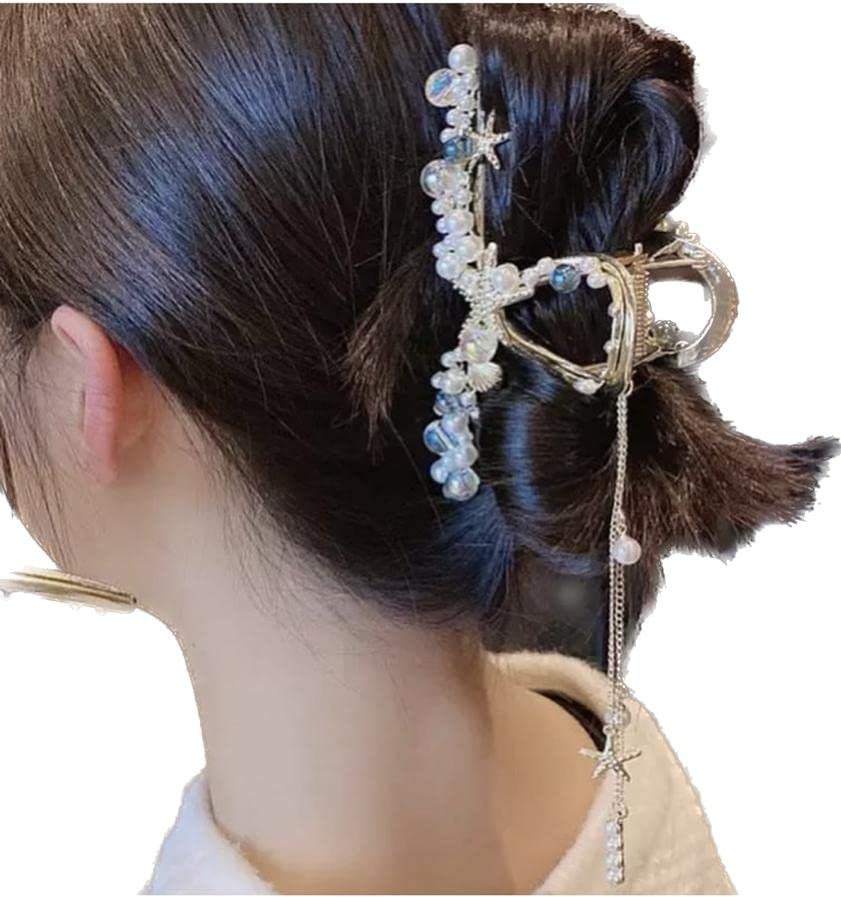 Radhya Heavy Duty Lightweight Metal Jumbo Claw Hair Clip with Charms - Women's Hair Accessories for Thick Hair, Ponytail Holders, Valentine's Day Gift for Girlfriend & Wife - Perfect for Parties, Weddings and Everyday Use