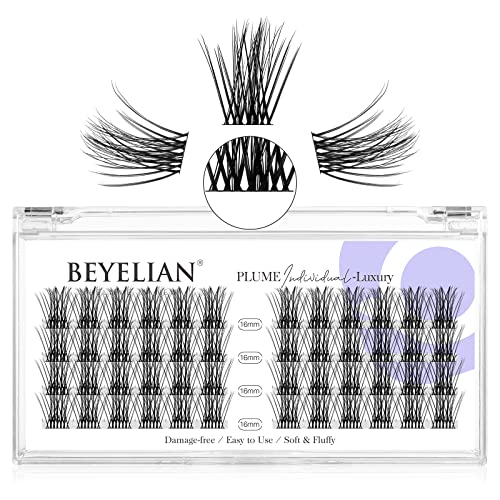 BEYELIAN DIY Eyelash Extension Kit - 48 Cluster Lashes, Individual False Eyelashes for Natural Look, Reusable Glue Bonded, Super Thin 0.07mm Black Band (Style 5, 16mm) - Perfect for Daily Wear, Special Occasions & Professional Makeup Artists