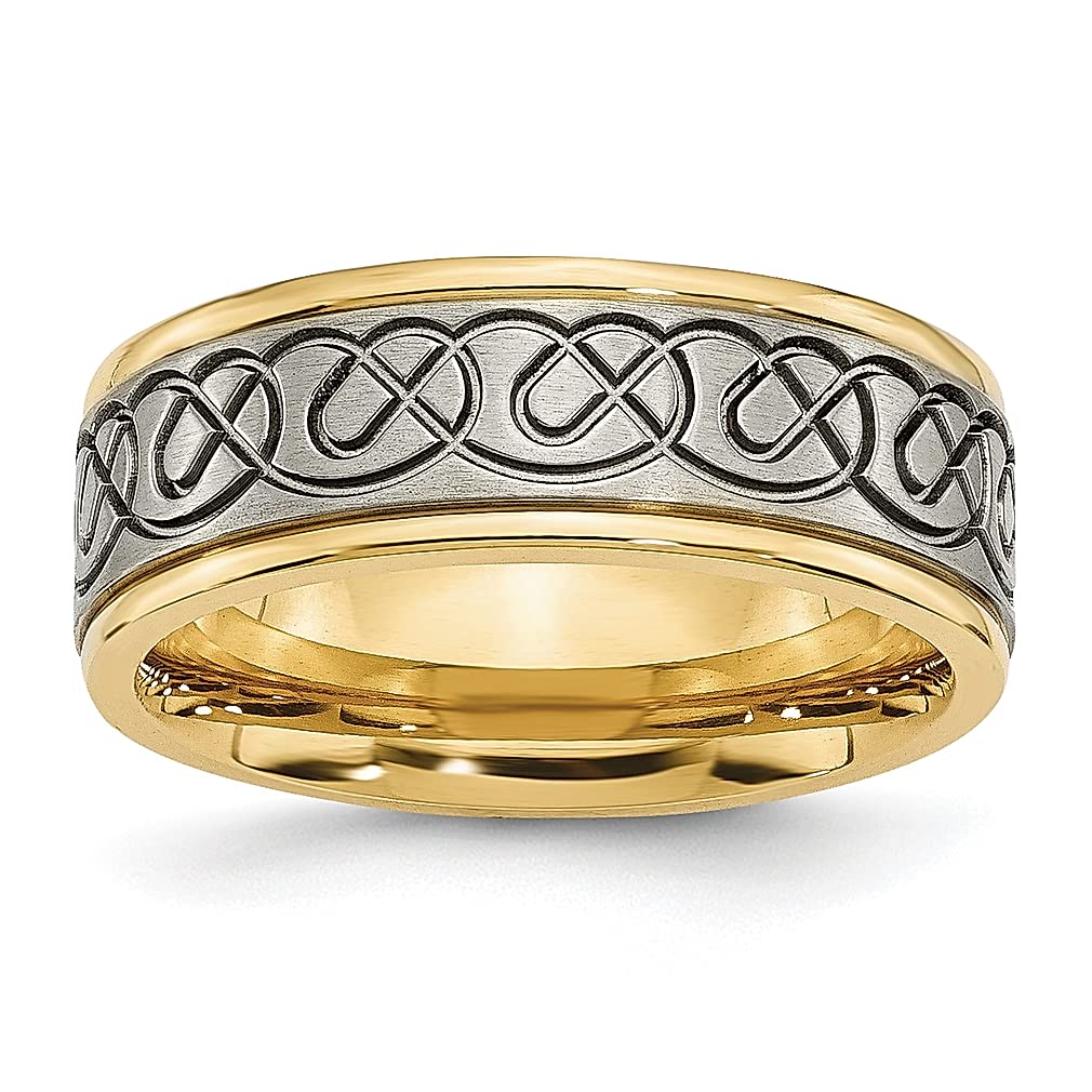 Titanium Yellow 8mm Edge Band Ring for Men - Wedding, Fashion Jewelry & Gifts for Him - Durable & Hypoallergenic Titanium Ring for Dad, Husband, Boyfriend - Perfect for Anniversaries, Engagements & Special Occasions