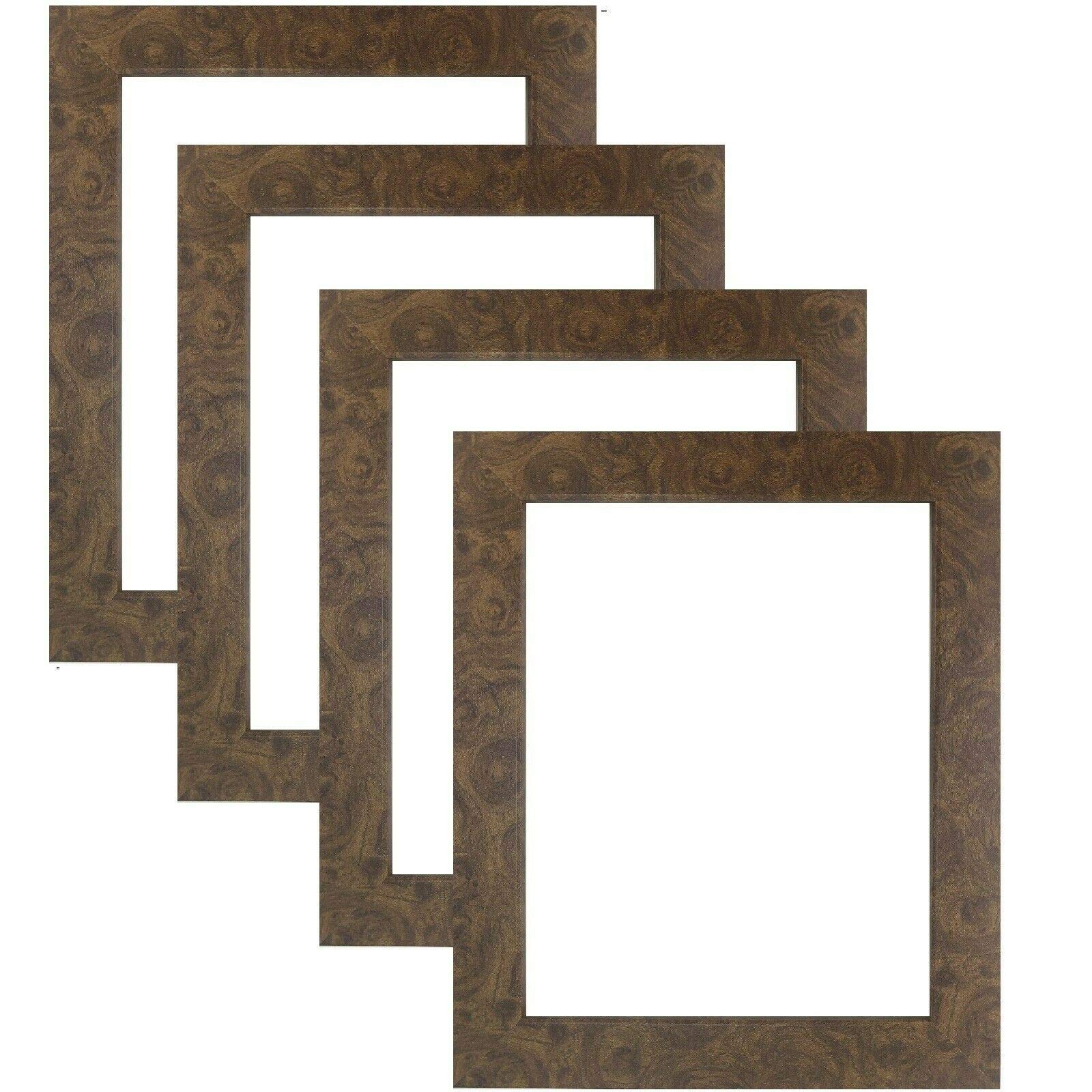 12x36 Inch Brown Burl Wood Composite MDF Picture Frame - 1.25 Inch Flat Profile Wall Decor for Posters, Photos & Artwork (Set of 4) - Perfect for Living Room, Bedroom & Office Decor