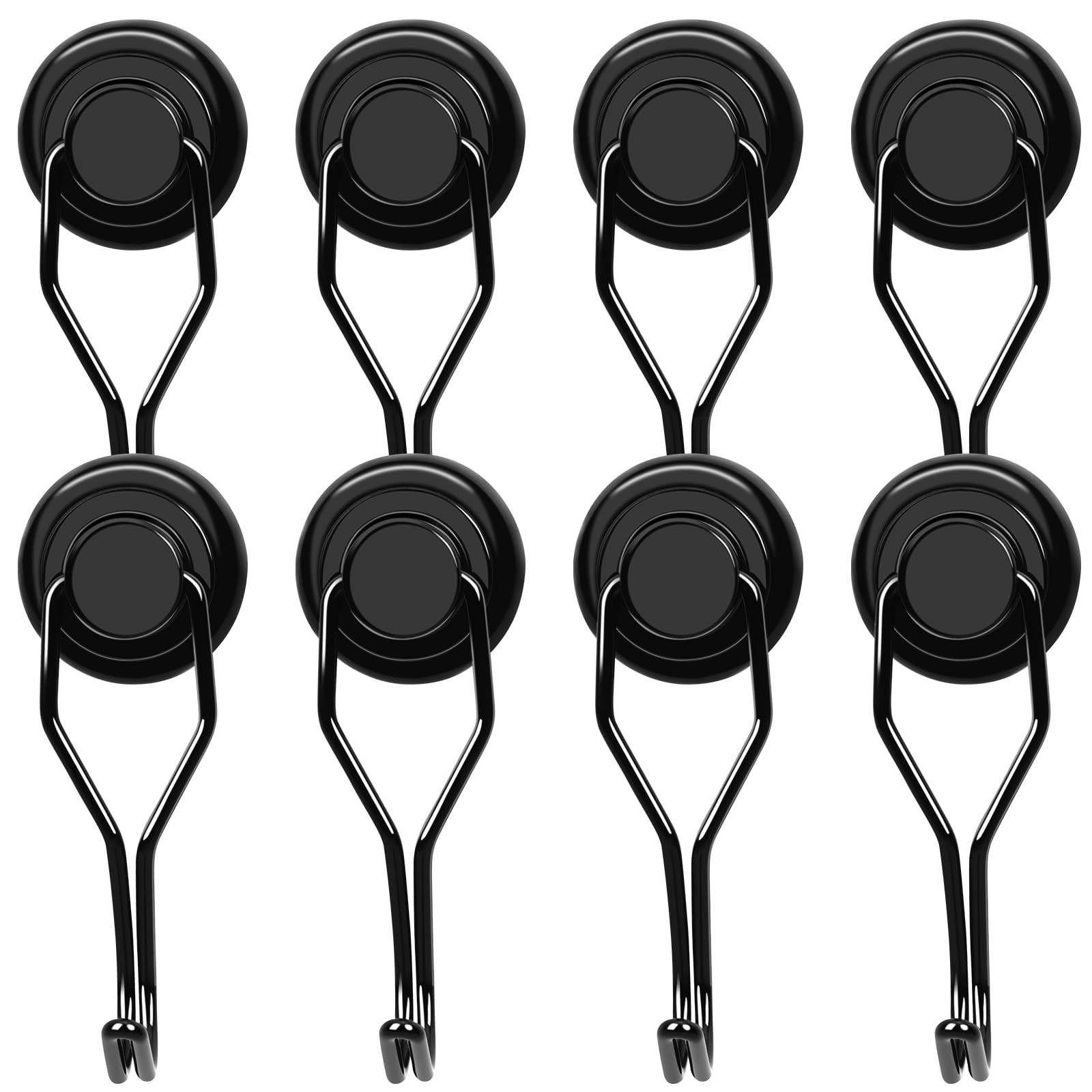 LOVIMAG 8-Pack Magnetic Hooks for Garage, Cruise & Home Storage - Black