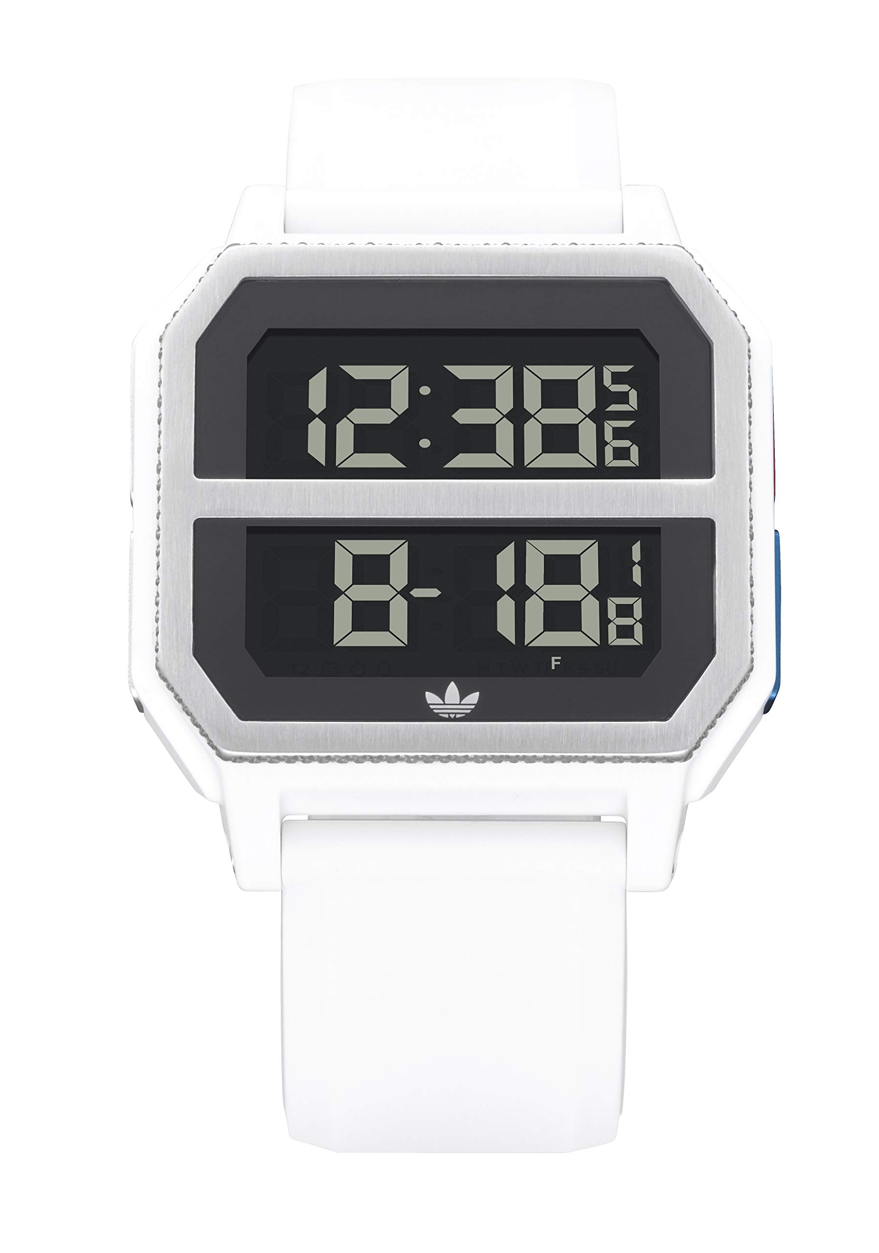 adidas Originals Archive_R2 Silicone Watch with Stainless Steel Buckle - 22mm Width (33mm Case) - White, Blue, Red Color Options | Perfect for Casual Wear, Sports & Everyday Use