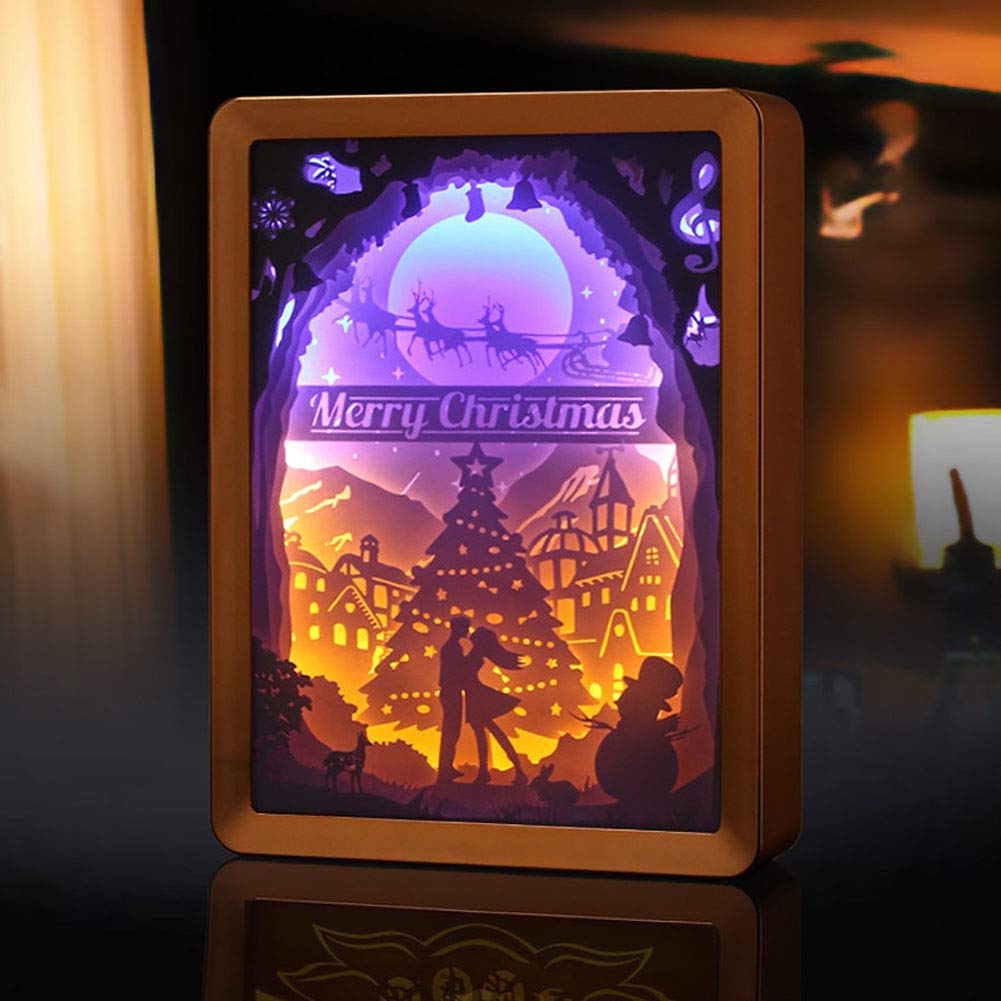 3D LED Papercut Light Box - Christmas Night Lamp for Bedroom Decor