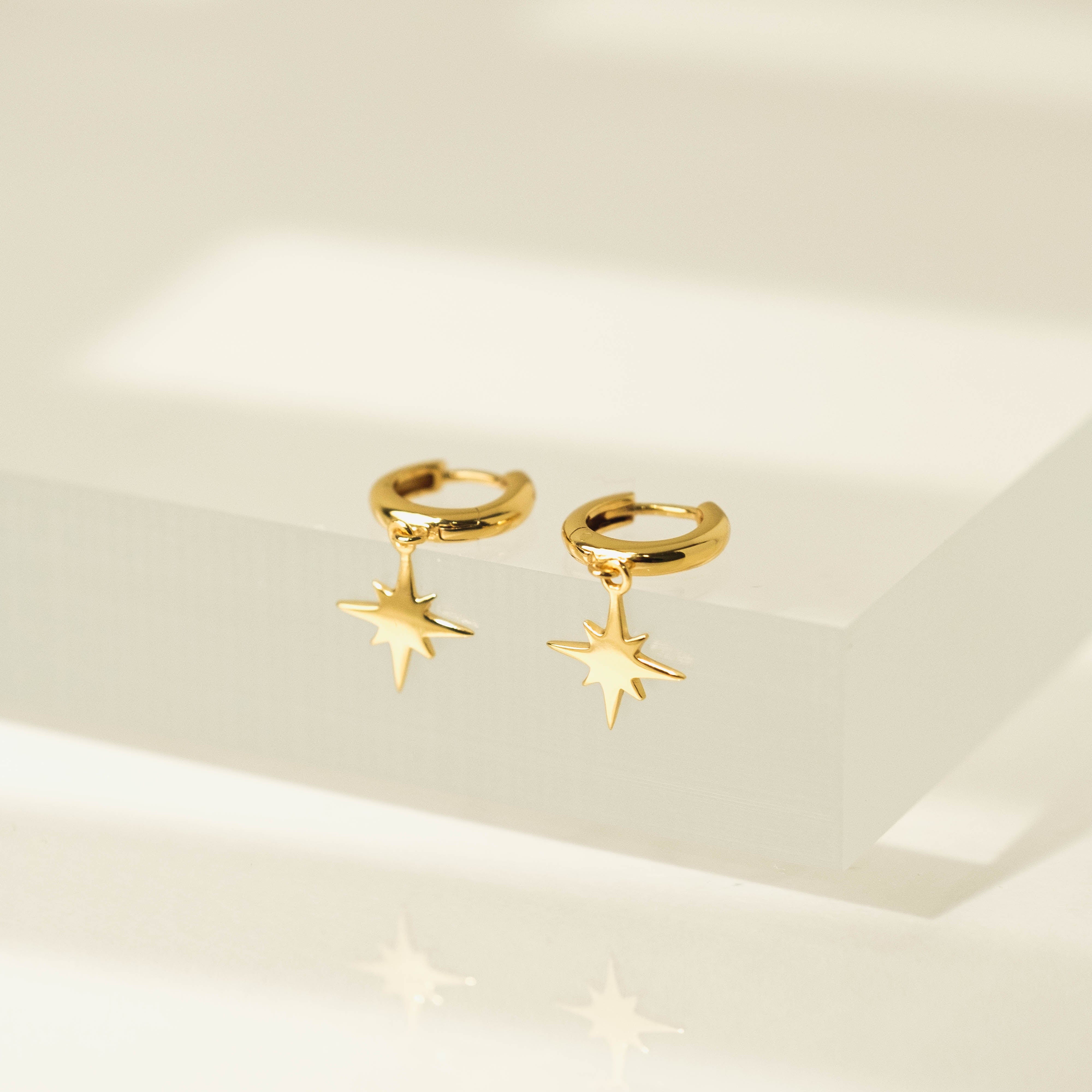 Burst Charm Huggie Drop Hoop Earrings - Dainty Gold Plated Earrings for Women, Trendy Minimalist Jewelry Gift for Everyday Wear & Special Occasions