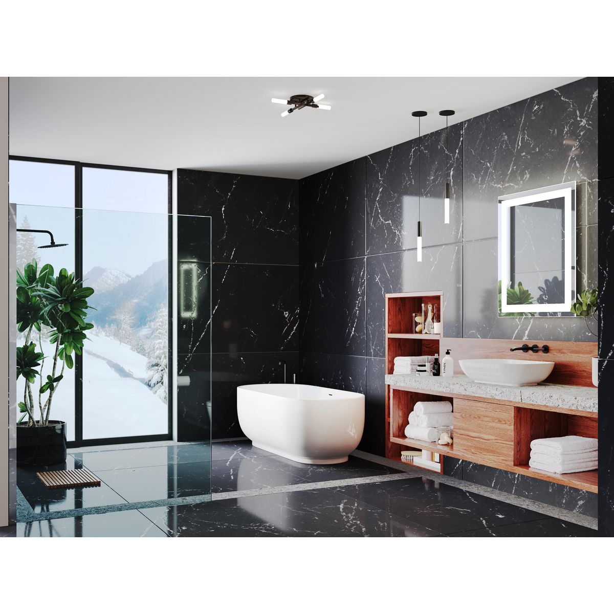 Captarent Collection 30x36 Inch LED Bathroom Mirror with Built-in Lighting - Modern Rectangular Vanity Mirror for Makeup, Shaving & Home Decor