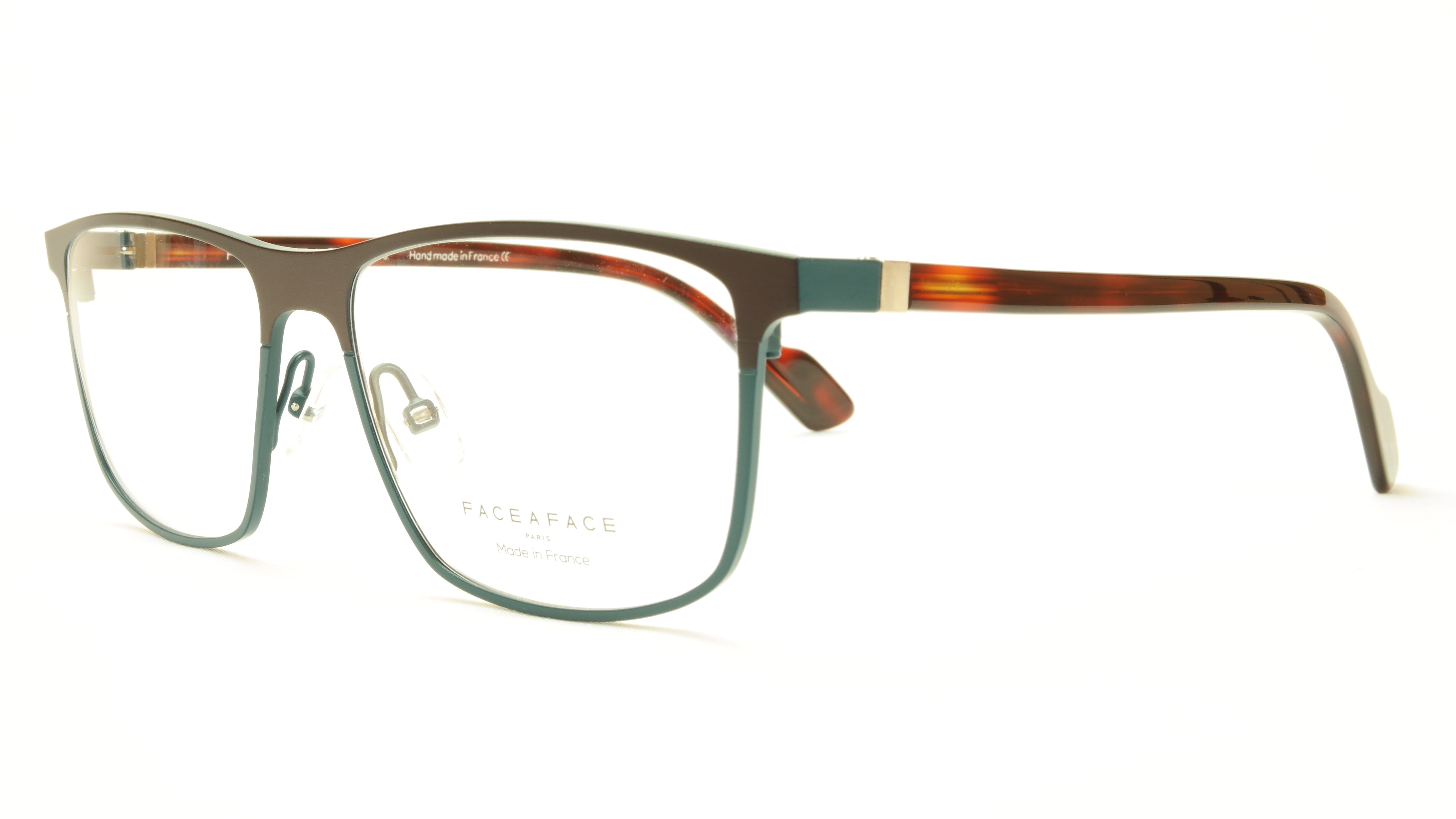Face A Face HARRY 1 9389 Matte Green Satin Brown Eyeglasses - Handmade in France - Premium Reading Glasses for Men & Women - Perfect for Office, Reading & Fashion Accessories