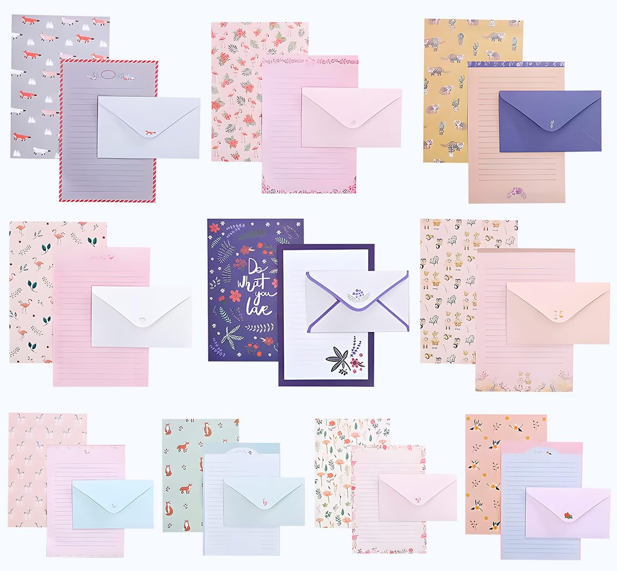 90 Sheets Cute Animal Stationery Paper and Envelopes Set - Lined Letter Writing Paper for Kids, 60 Sheets & 30 Envelopes - Perfect for School, DIY Crafts, Thank You Cards & Handwritten Notes