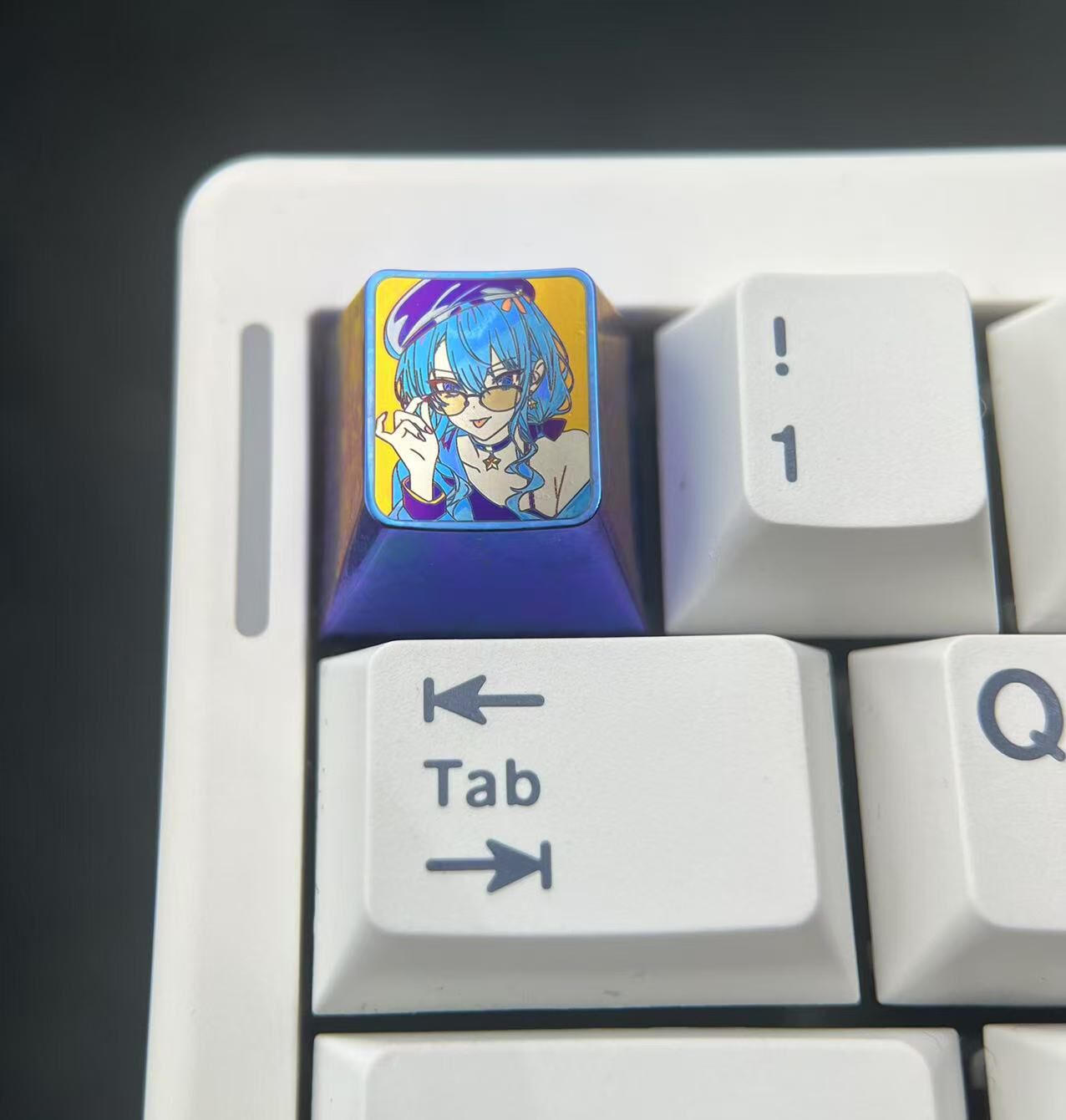 Hoshimati Suisei 1U Titanium Alloy Custom Keycaps - Durable Metal Gaming Keycaps for Anime, Music & PC Peripherals - Perfect for Mechanical Keyboards, Gaming Setups & Collectors