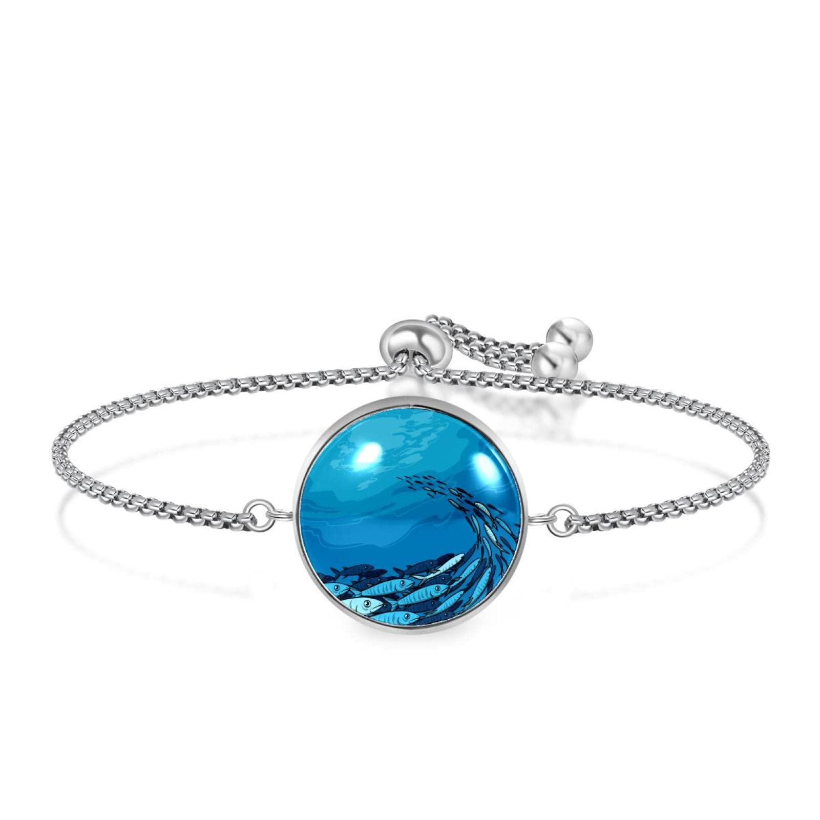 Expandable Landscape Monkey Birds Bangle Bracelet for Women - Adjustable Christmas & Birthday Jewelry Gift for Women & Girls - Perfect for Parties, Holidays & Everyday Wear