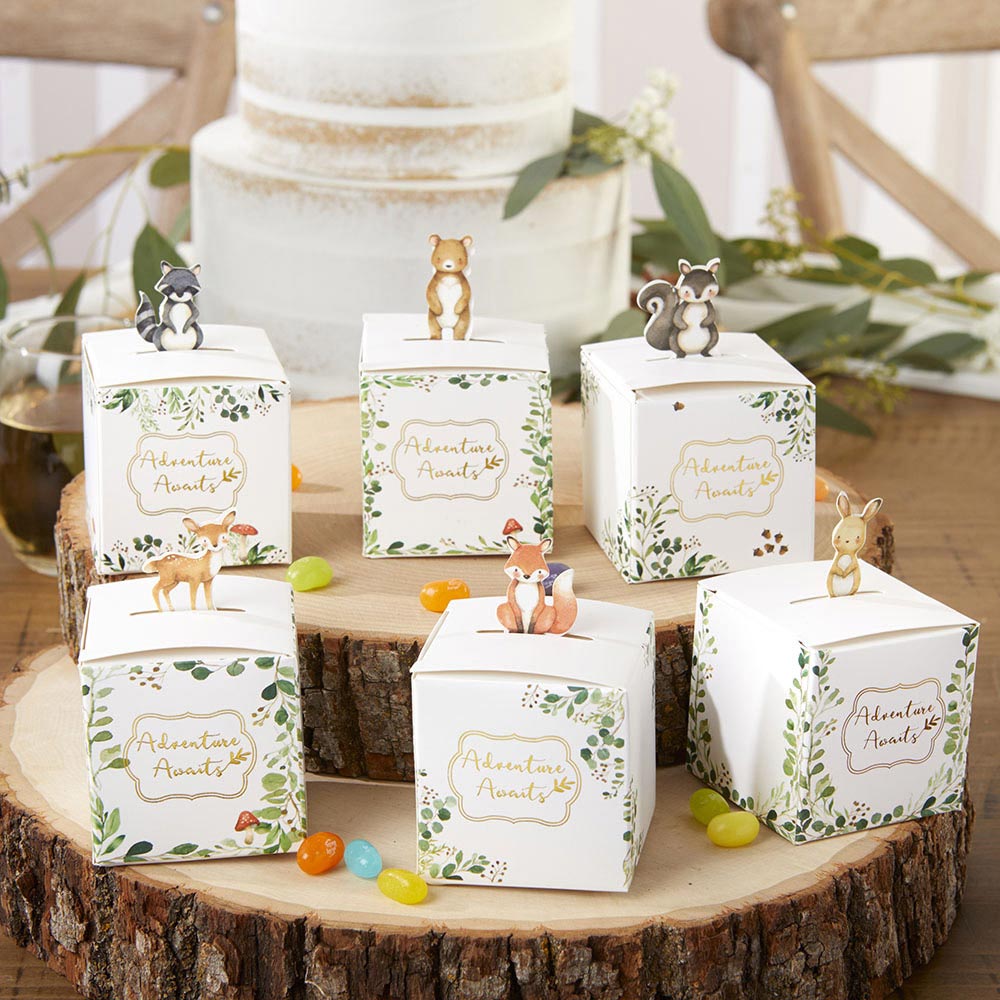 Woodland Baby Shower Favor Boxes - Set of 24 Adorable Forest-Themed Gift Boxes for Baby Showers, Birthday Parties & Gender Reveals