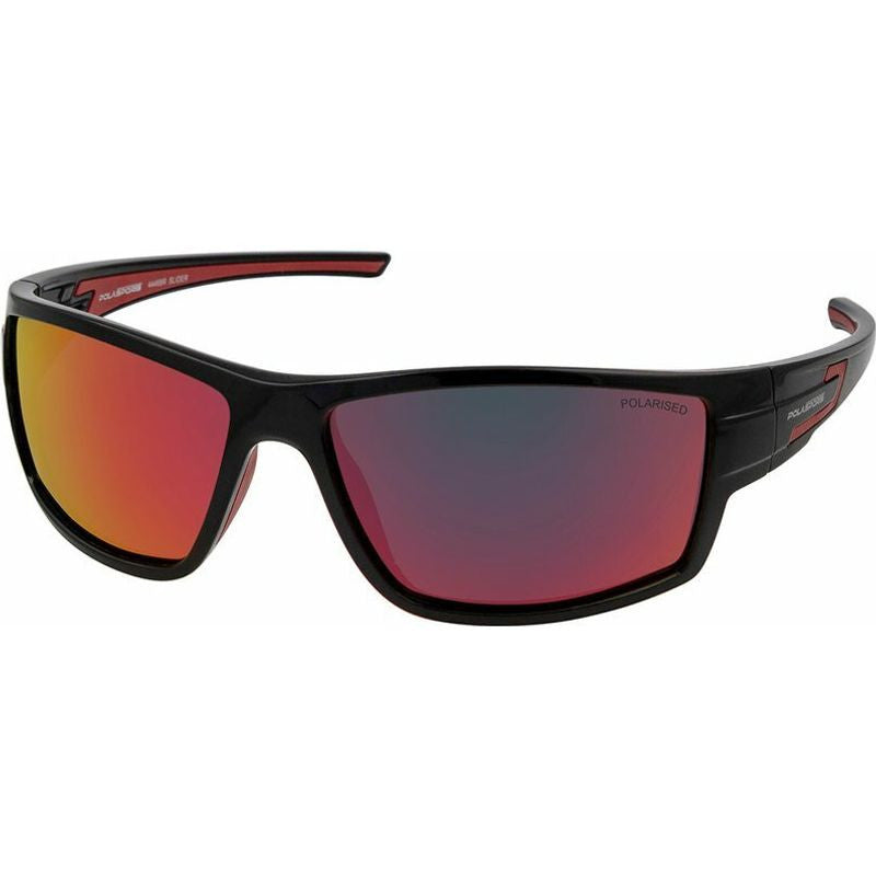 EYESafety Black Frame Red Mirrored Sports Polarized Cat 3 Sunglasses for Men & Women - UV Protection, Anti-Glare for Running, Cycling, Fishing & Outdoor Activities