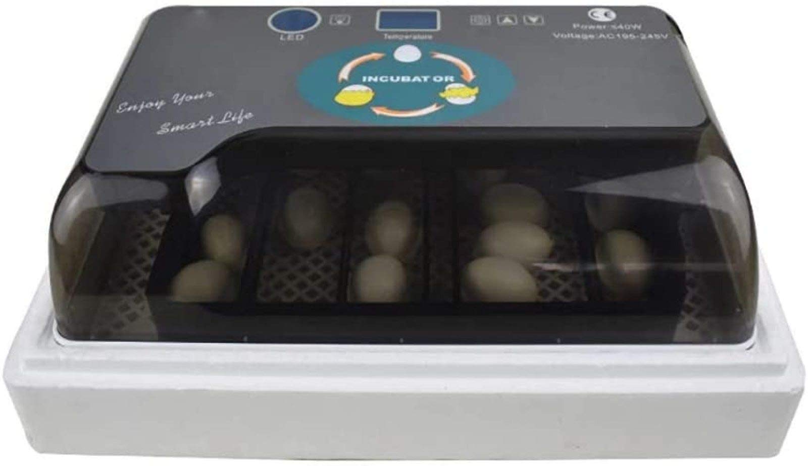 AJLDN 12 Egg Automatic Incubator with LED Candler & Temperature Control - Poultry Hatcher Machine for Chicken, Duck, Quail Eggs - Perfect for Home Farming, Classroom Projects & Backyard Poultry Raising