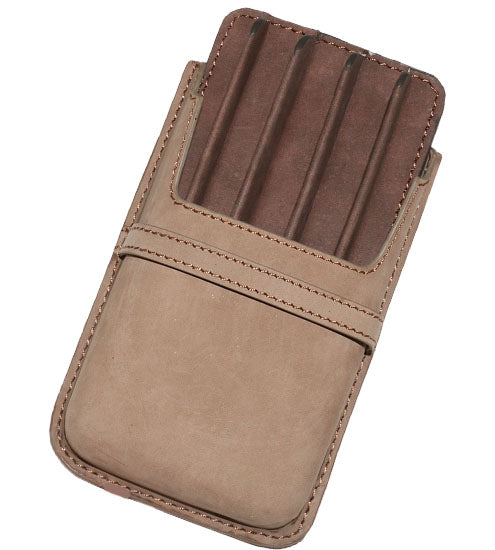 Dee Charles Designs 5 Pen Box Pen Carrying Case - Premium Desert Black Leather Pen Holder for Fountain Pens, Ballpoints & Rollerballs | Perfect for Office, School & Travel Organization