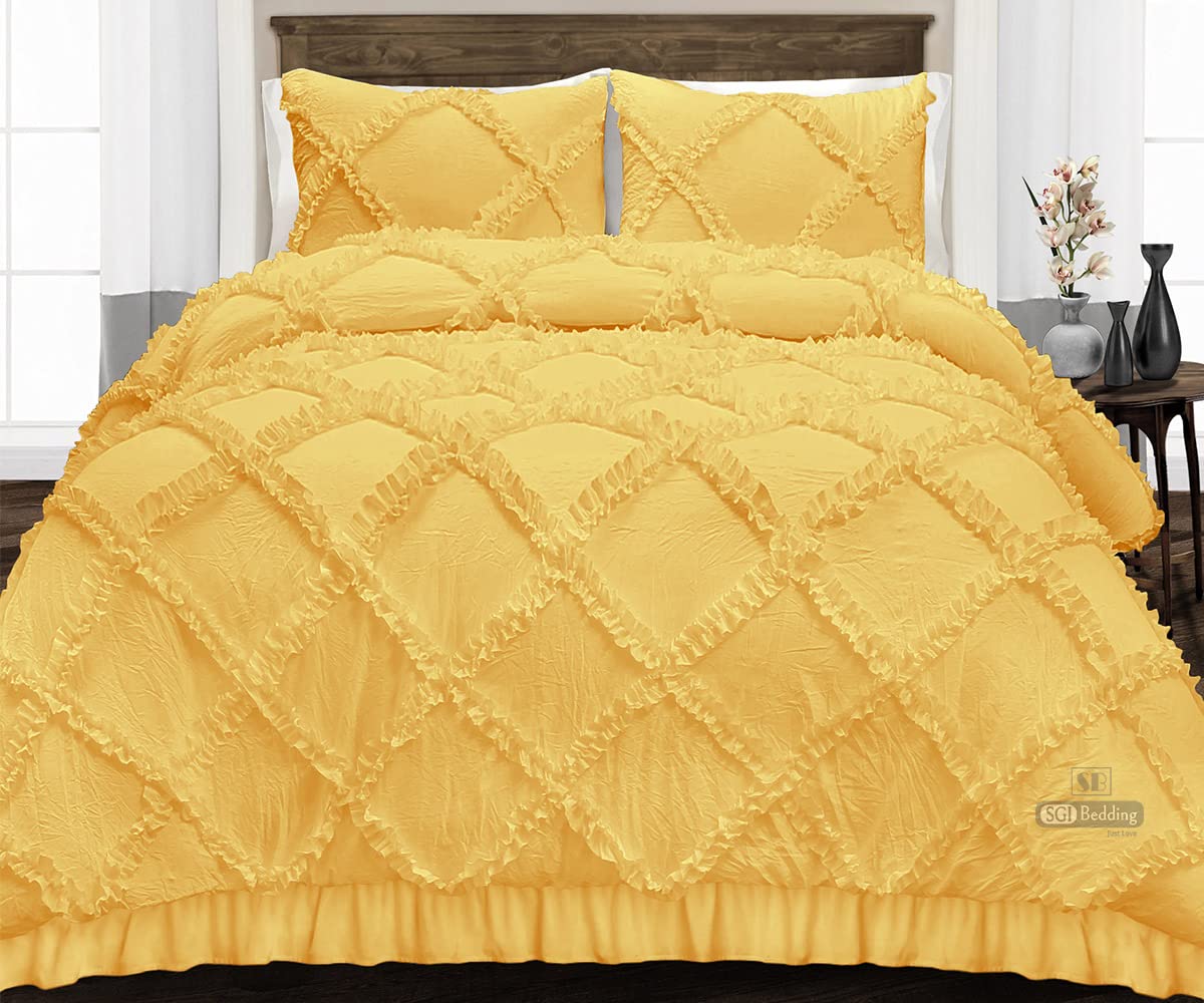 Premium 600 TC Egyptian Cotton Comforter Set - Super King Size, 300 GSM Plush Siliconized Microfiber Fill with Diamond Quilting & Golden Piping - Includes 2 Pillowcases | Ultra Soft & Fluffy for Luxurious Bedroom Comfort