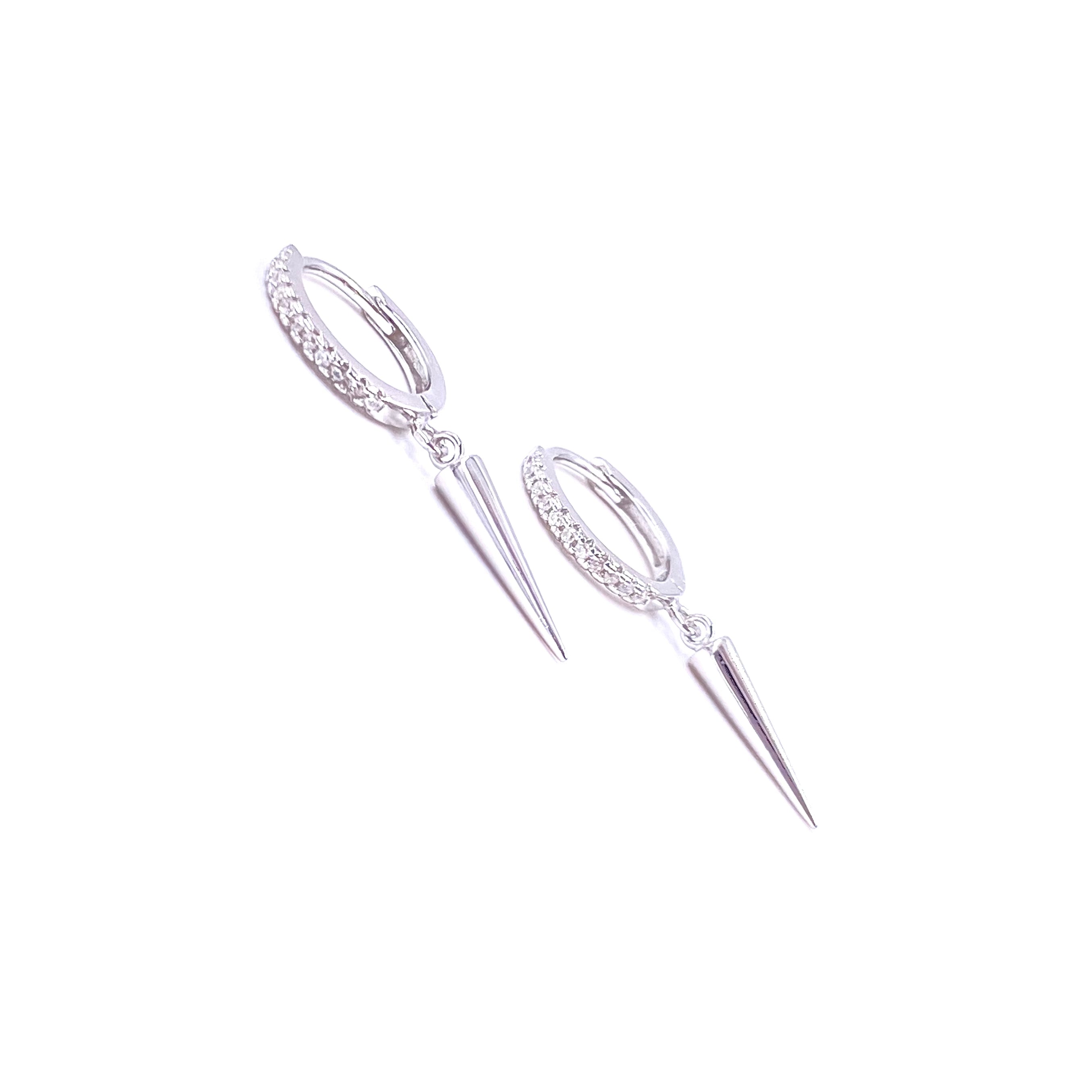 Ashley Gold Sterling Silver CZ Mini Spike Hoop Earrings for Women - Trendy Punk Chic Jewelry for Everyday Wear & Night Out