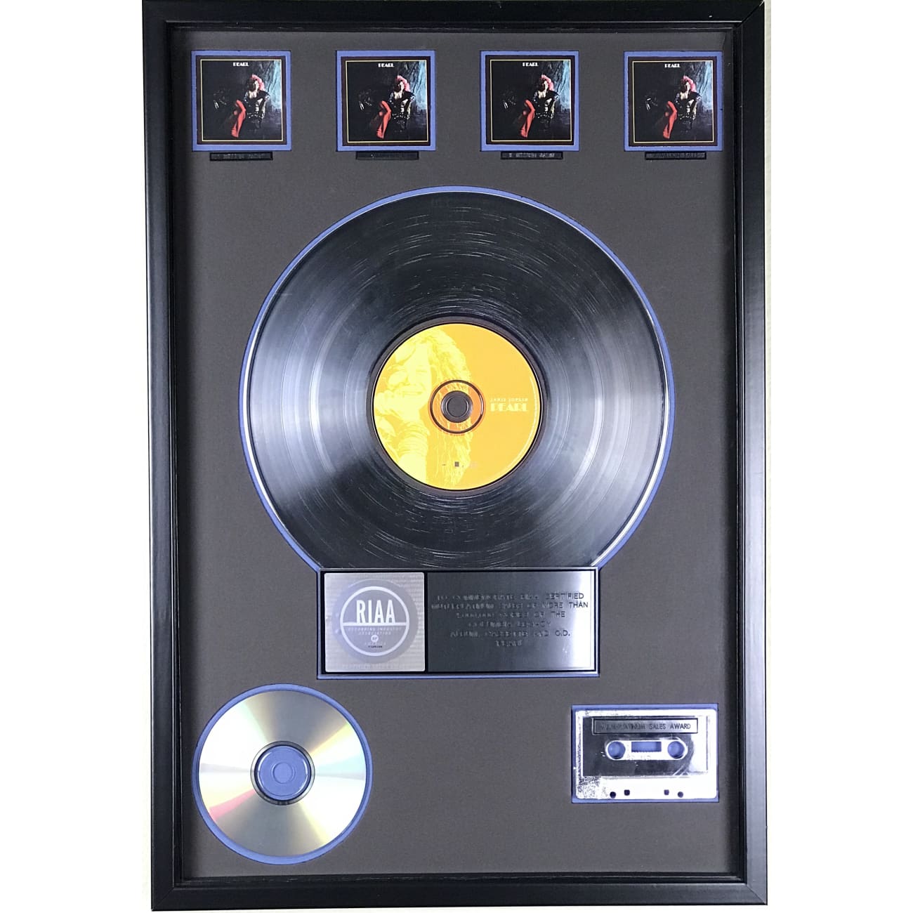 Janis Joplin Pearl Album RIAA 4x Platinum Award - Rare Collectible Music Memorabilia for Fans & Vinyl Enthusiasts - Perfect for Music Room Decor & Collector's Display