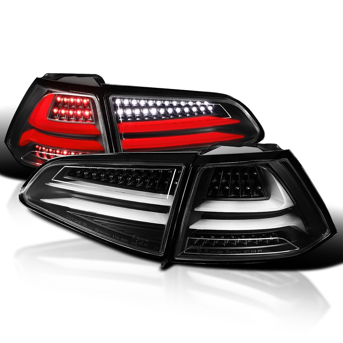 Spec-D Tuning Black LED Bar Tail Lights for 2015-2017 VW Golf GTI - Left & Right Pair Assembly - Enhanced Night Visibility & Style Upgrade for Street & Performance Driving