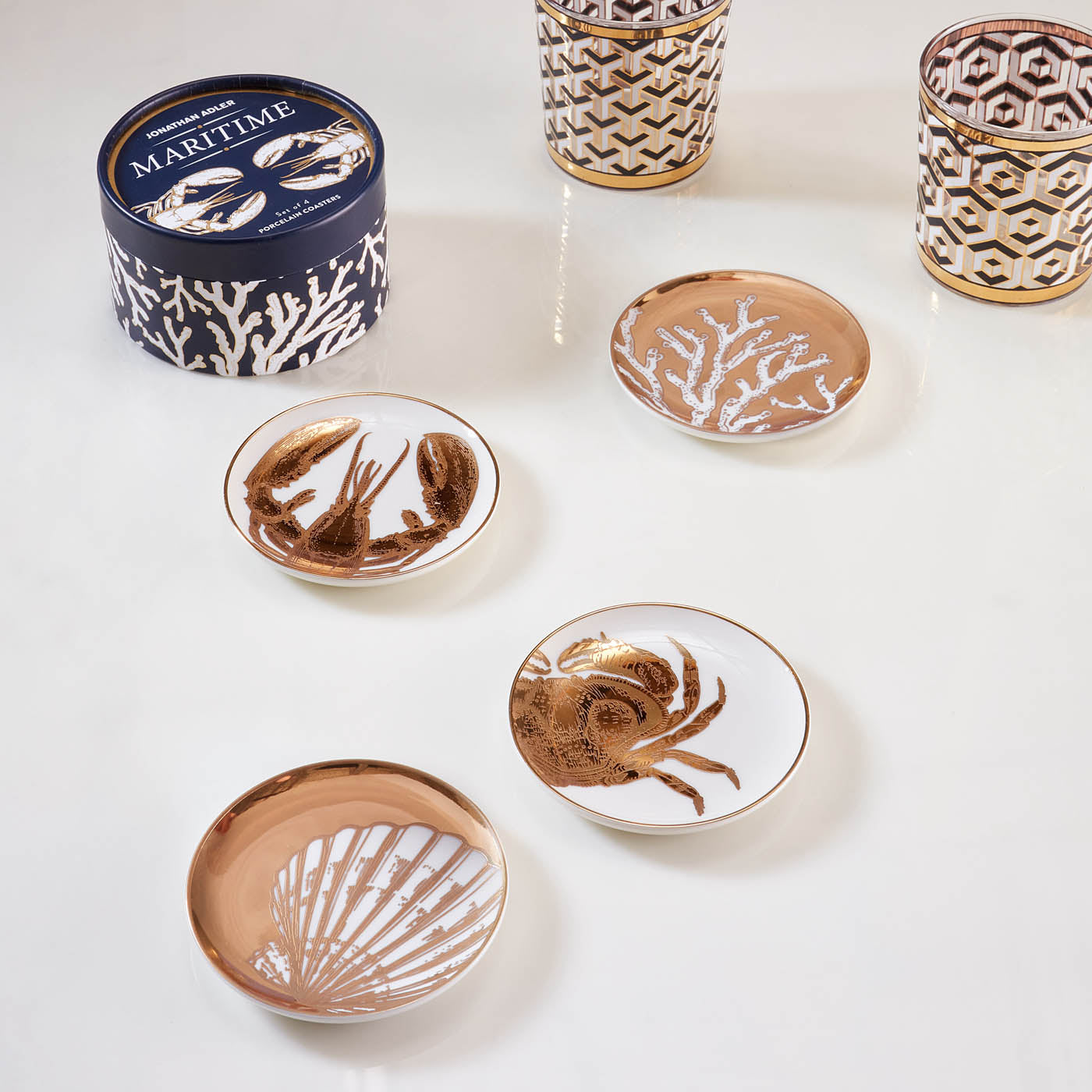 Premium Nautical-Themed Drink Coasters - Set of 4 Cork-Backed Maritime Decor for Home Bar, Office, or Boat Use - Perfect for Coffee, Wine, and Cocktail Glasses