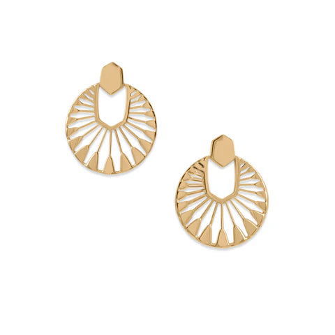 14K Gold Plated Sun Dial Design Earrings for Women - Elegant Boho Jewelry for Everyday Wear & Special Occasions