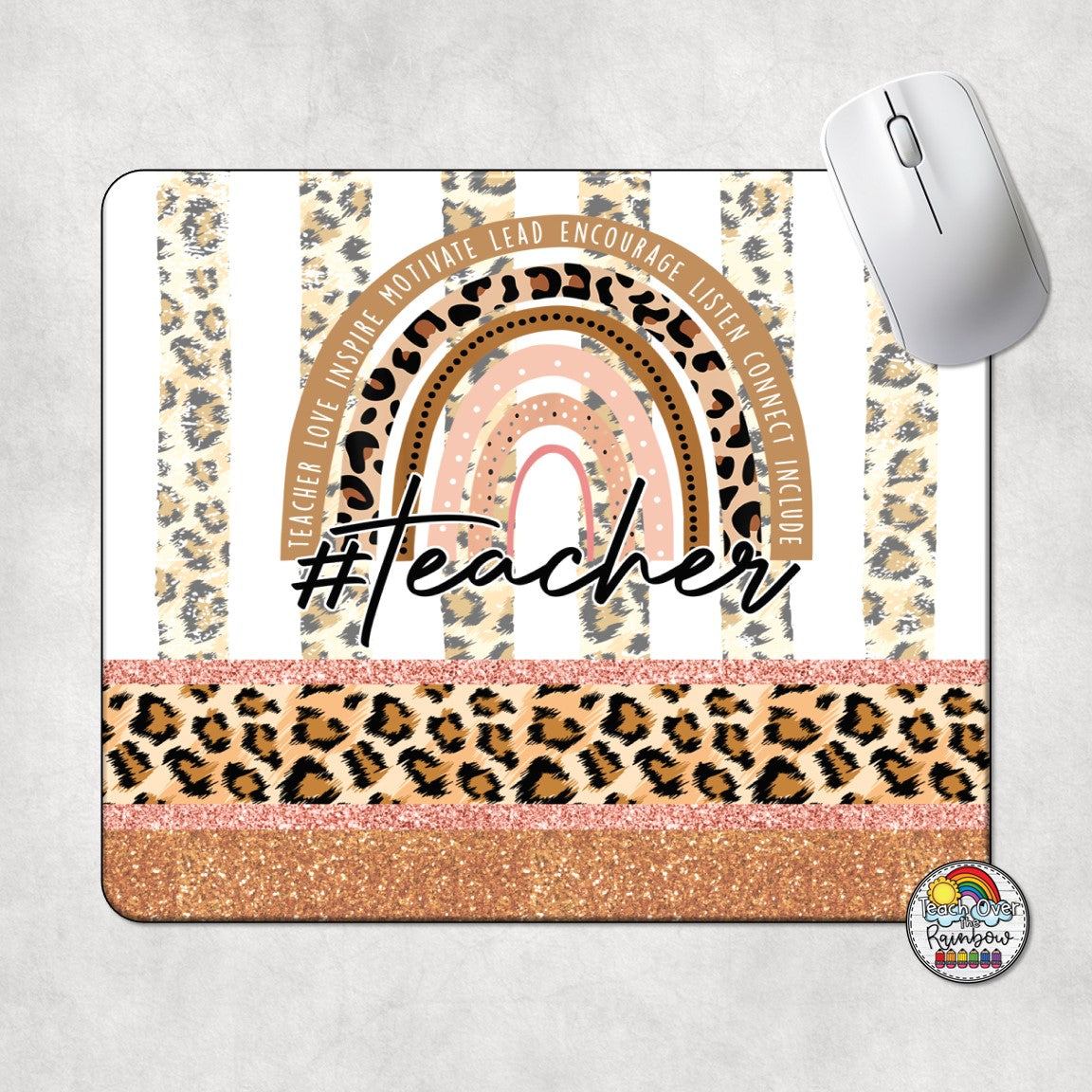 Boho Peach Leopard Print Mouse Pad - Non-Slip Ergonomic Desk Mat for Computer, Laptop & Office Work (Home & Office Use)