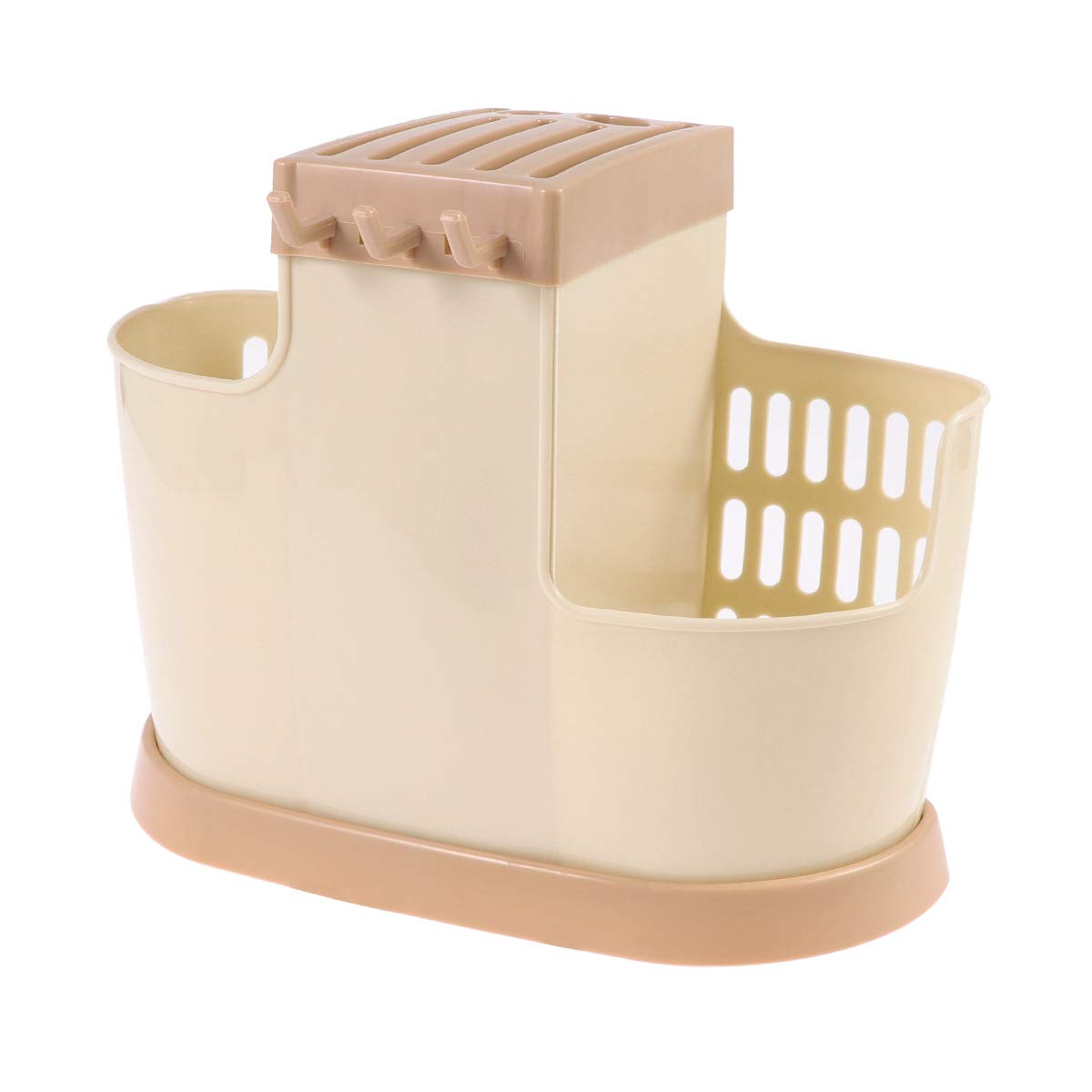 Plastic Chopsticks Spoon Holder - Kitchen Draining Storage Rack for Utensils, Tableware Organizer | Perfect for Home, Restaurant & Store Use | Durable & Space-Saving (Khaki)