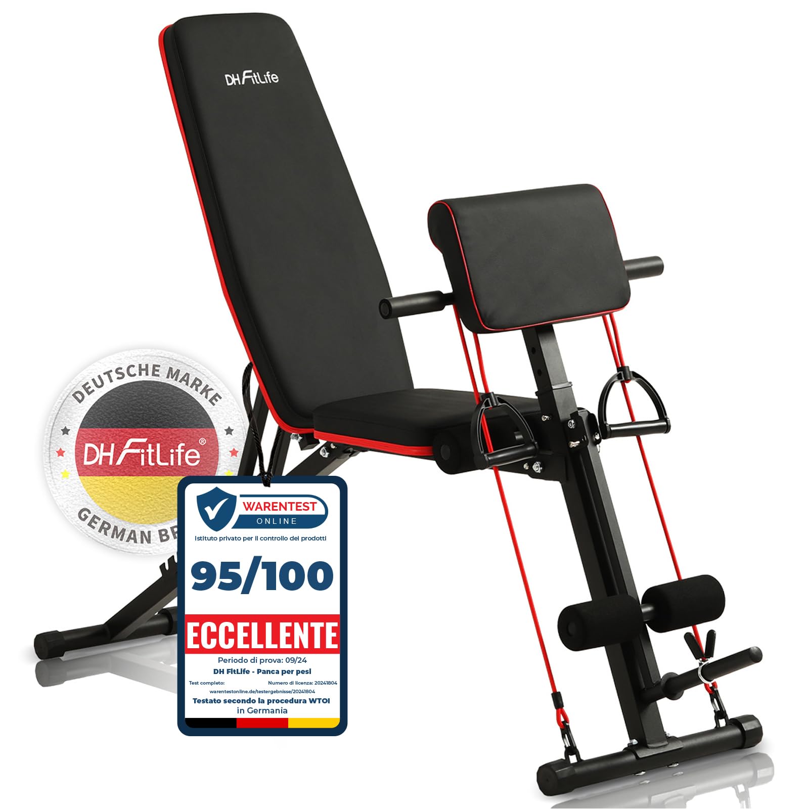 DH FitLife Adjustable Folding Weight Bench - Incline & Flat Bench for Abdominal, Lower Back & Strength Training - Multifunctional Home Gym Equipment for Full Body Workouts (Ideal for Home, Garage & Small Spaces)