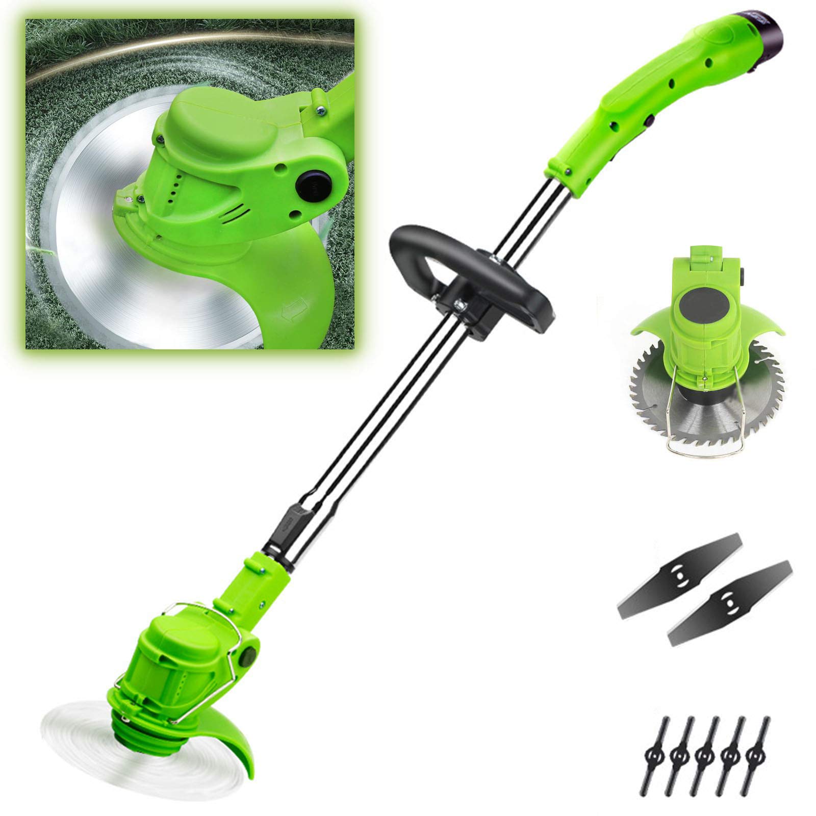**WWJQ 12V Li-Ion Battery Lawn Trimmer - 450W Lightweight Cordless Grass Trimmer with Telescopic Handle, Battery & Charger, Spare Blades - Perfect for Garden Lawn, Yard, and Backyard Maintenance**