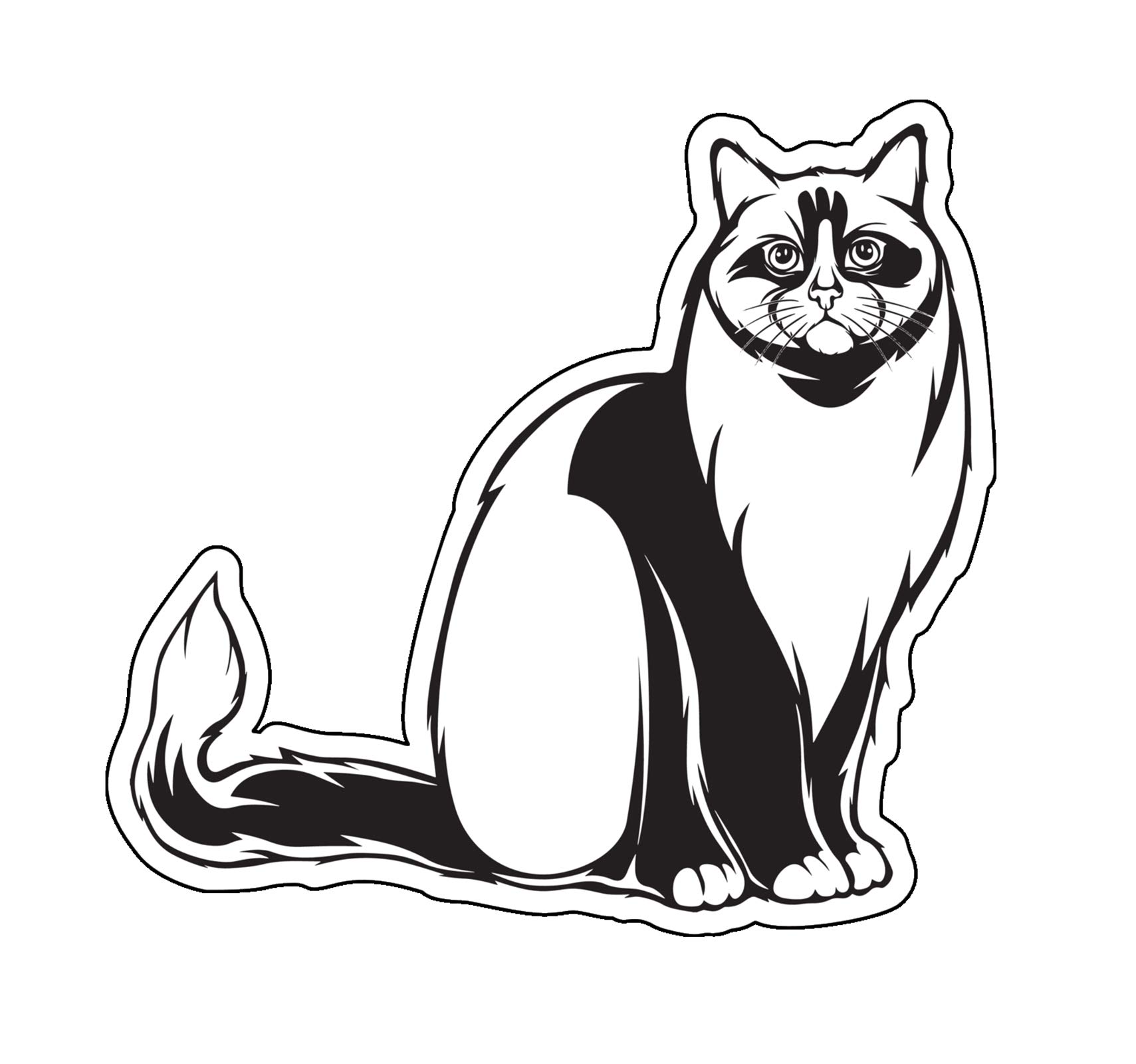 WickedGoodz Ragdoll Kitty Decal - Premium Black and White Cat Breed Bumper Sticker - Perfect for Laptops, Tumblers, Windows, Cars, Trucks, Walls, and Home Decor