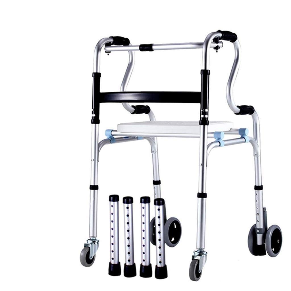 Aluminum Rollator Walker with Padded Seat & Backrest - Folding Rolling Walker Mobility Aid for Adults & Seniors | Lightweight Silver Walking Frame for Indoor/Outdoor Use