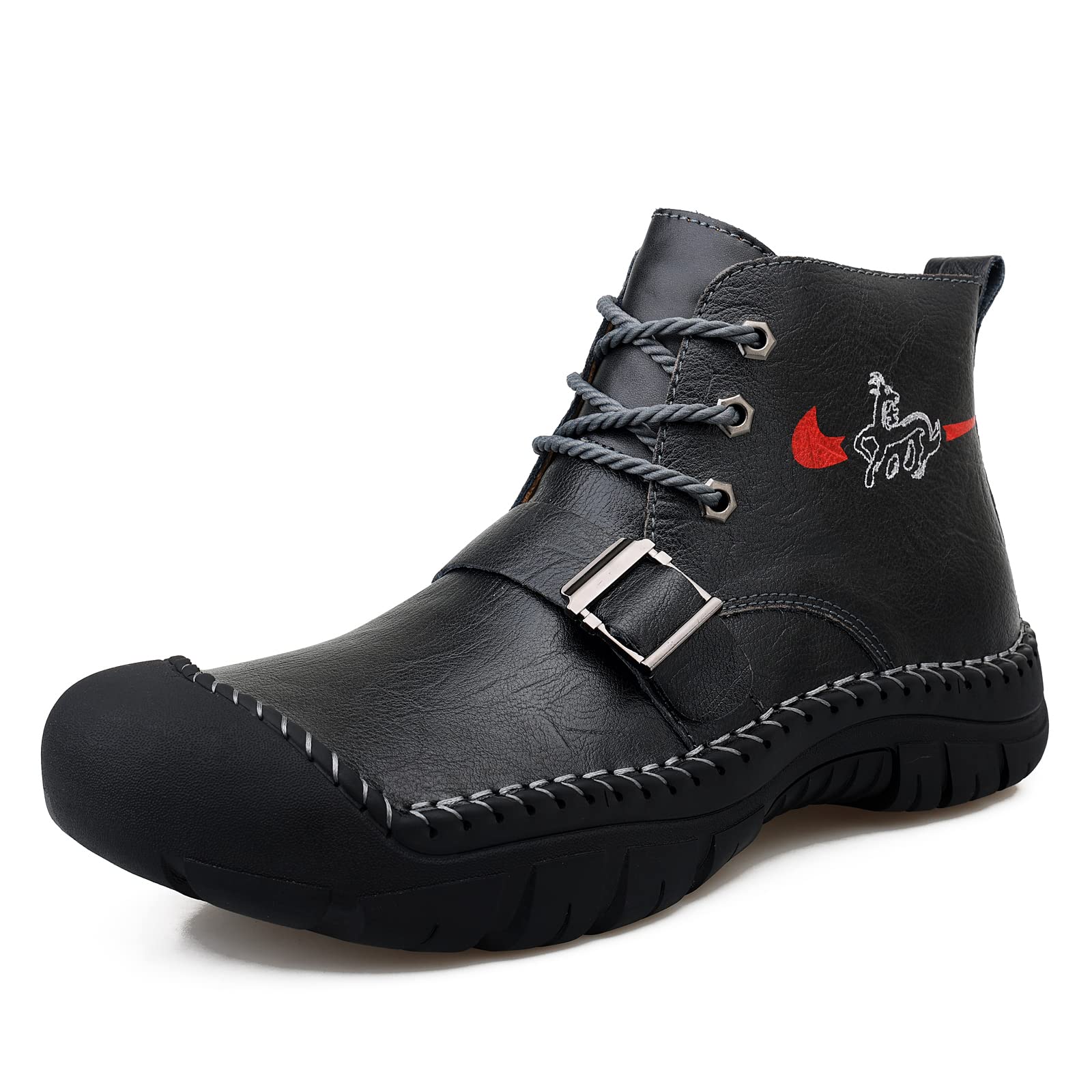 YEWNUW Men's Waterproof Snow Boots - Winter Ankle Booties with Non-Slip Sole for Outdoor Walking, Hiking & Cold Weather Activities | Warm & Comfortable Shoes for Men
