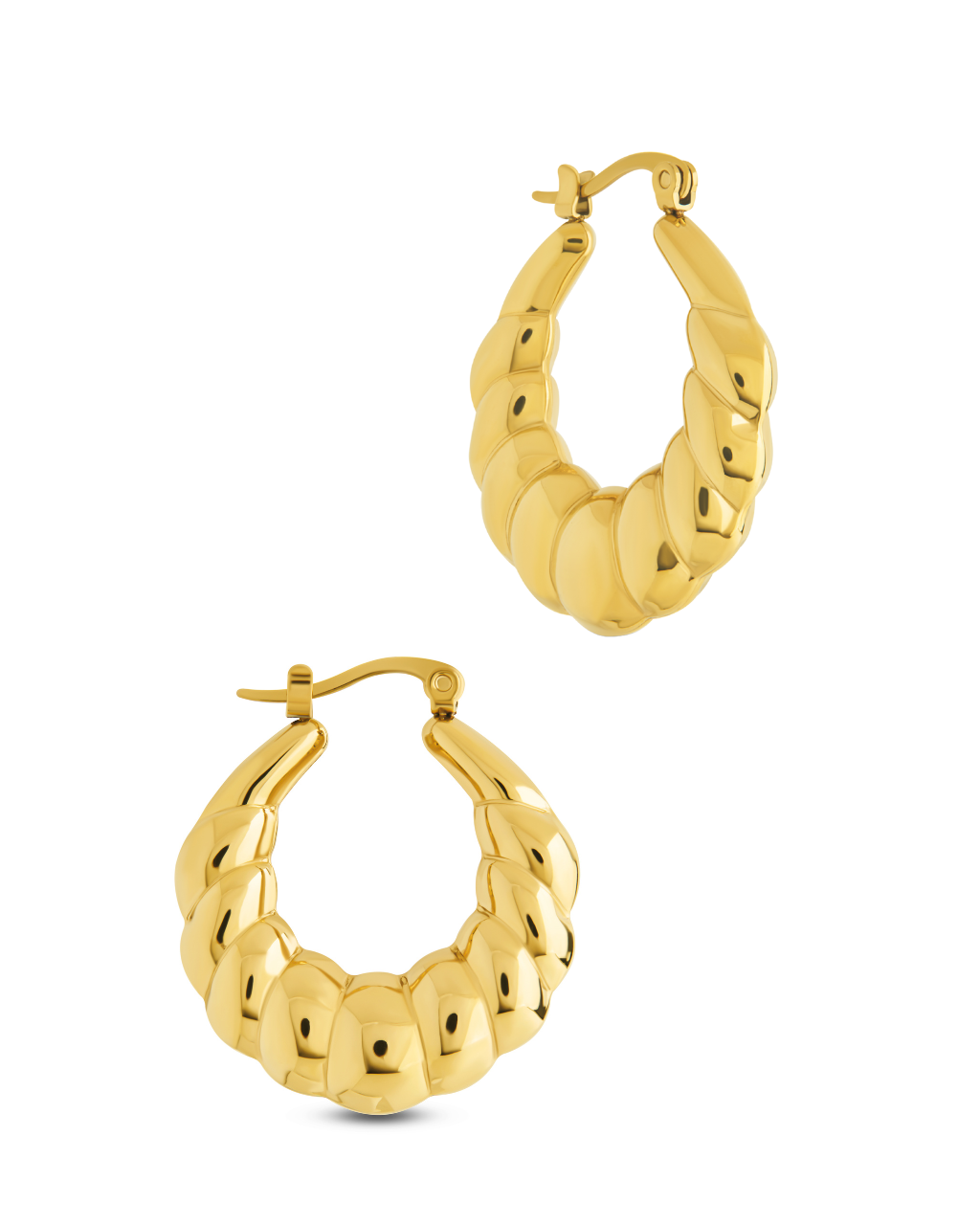 Piper Twisted Polished Hoop Earrings for Women - 14K Gold Plated Stainless Steel Dangle Earrings - Perfect for Parties, Weddings & Everyday Wear