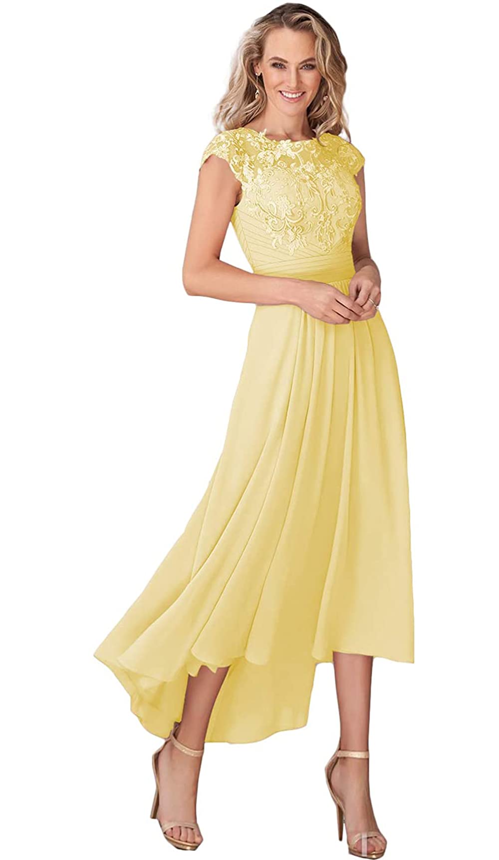 Elegant Cap Sleeve Chiffon Mother of The Bride Dress with Pockets - Ankle-Length Formal Evening Gown for Weddings, Parties & Special Occasions